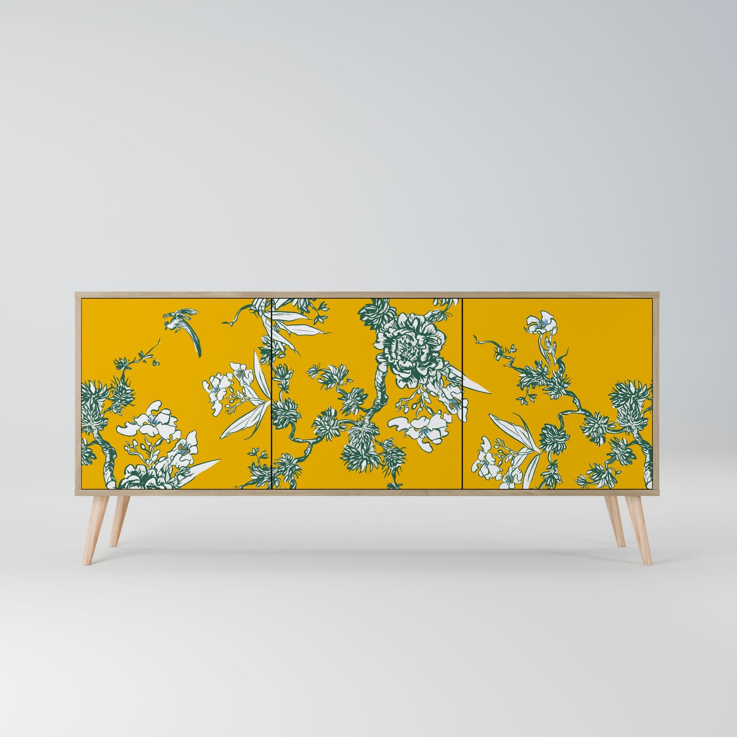 Credenza YELLOW CHINOISERIE a 3 ante in effetto rovere