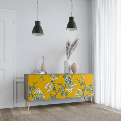 Credenza YELLOW CHINOISERIE a 3 ante in effetto rovere