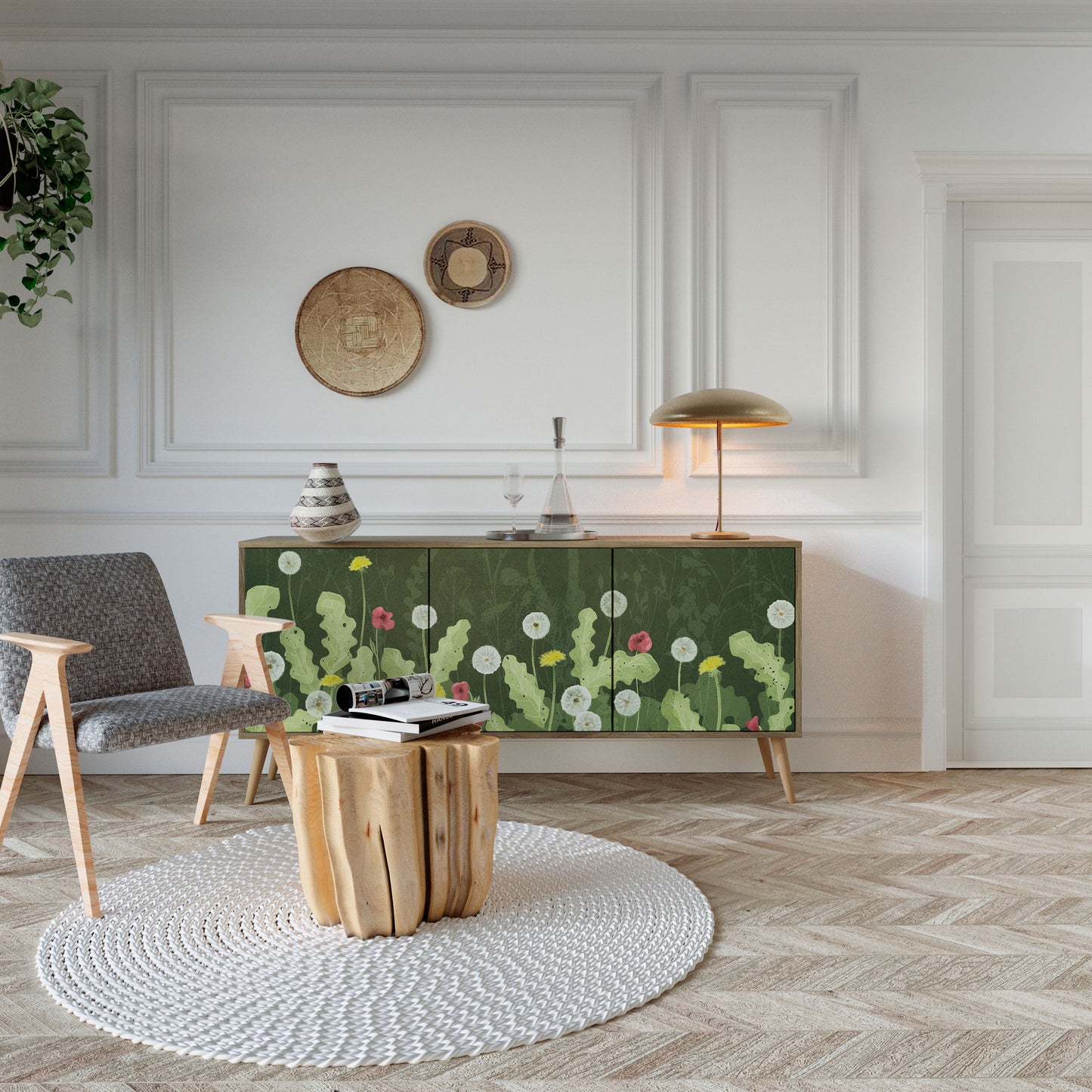 DANDELION AMUSE 3-Door Sideboard in Oak Effect