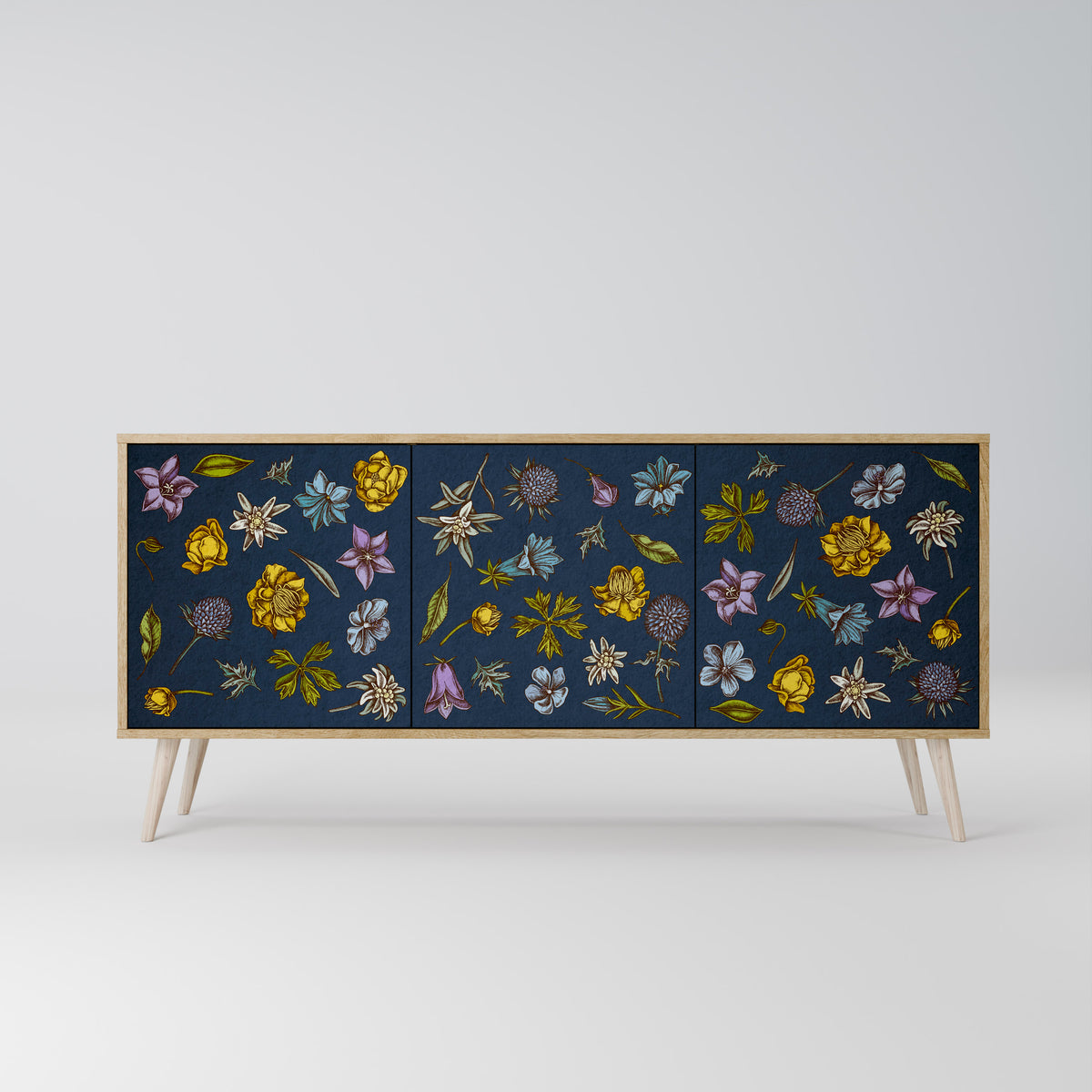 FLOWERS ON NAVY BLUE Aparador de 3 Puertas