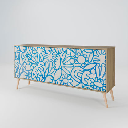 Credenza BLOOMY MORNING a 3 ante in effetto rovere