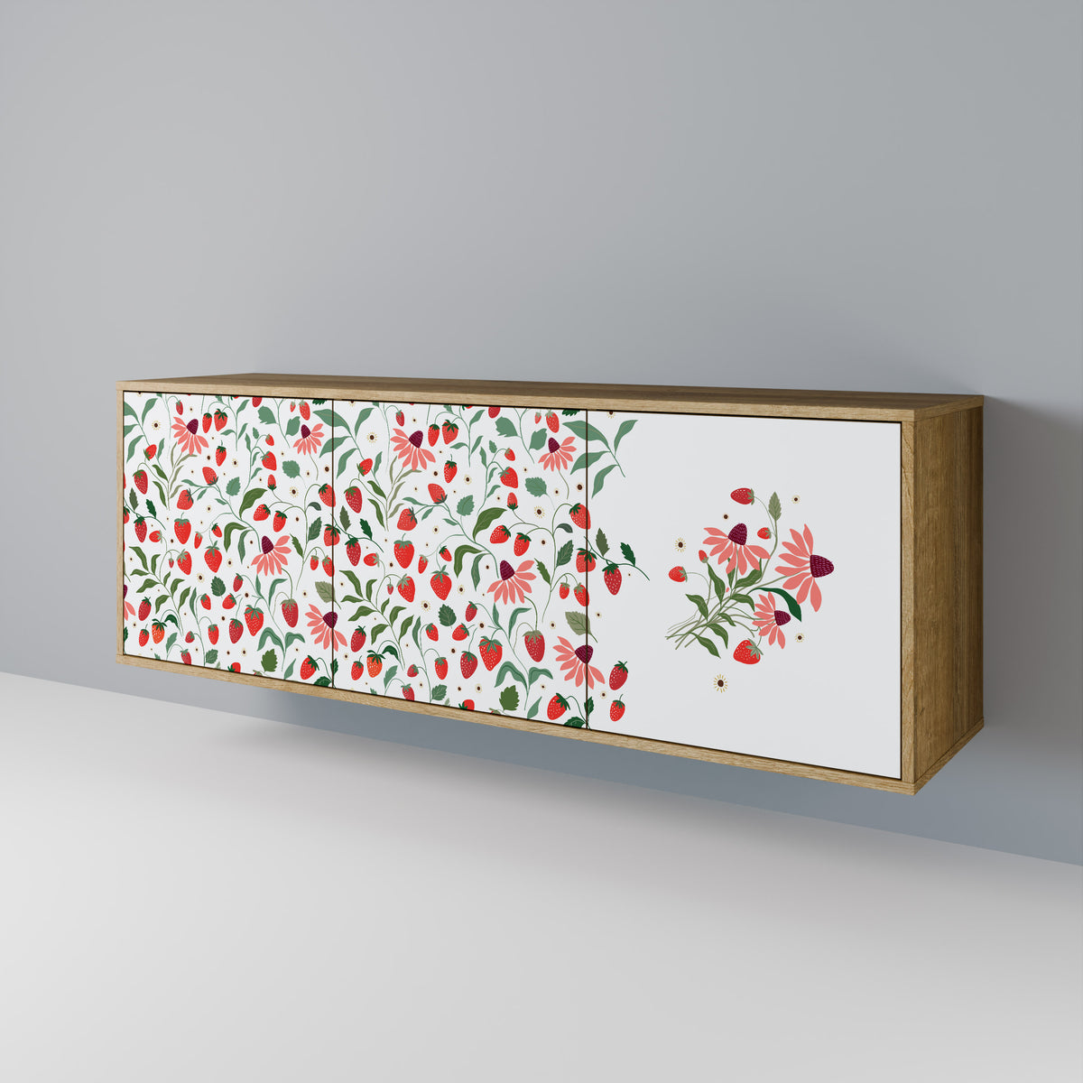 FLOWERS AND STRAWBERRIES 3-Door Sideboard