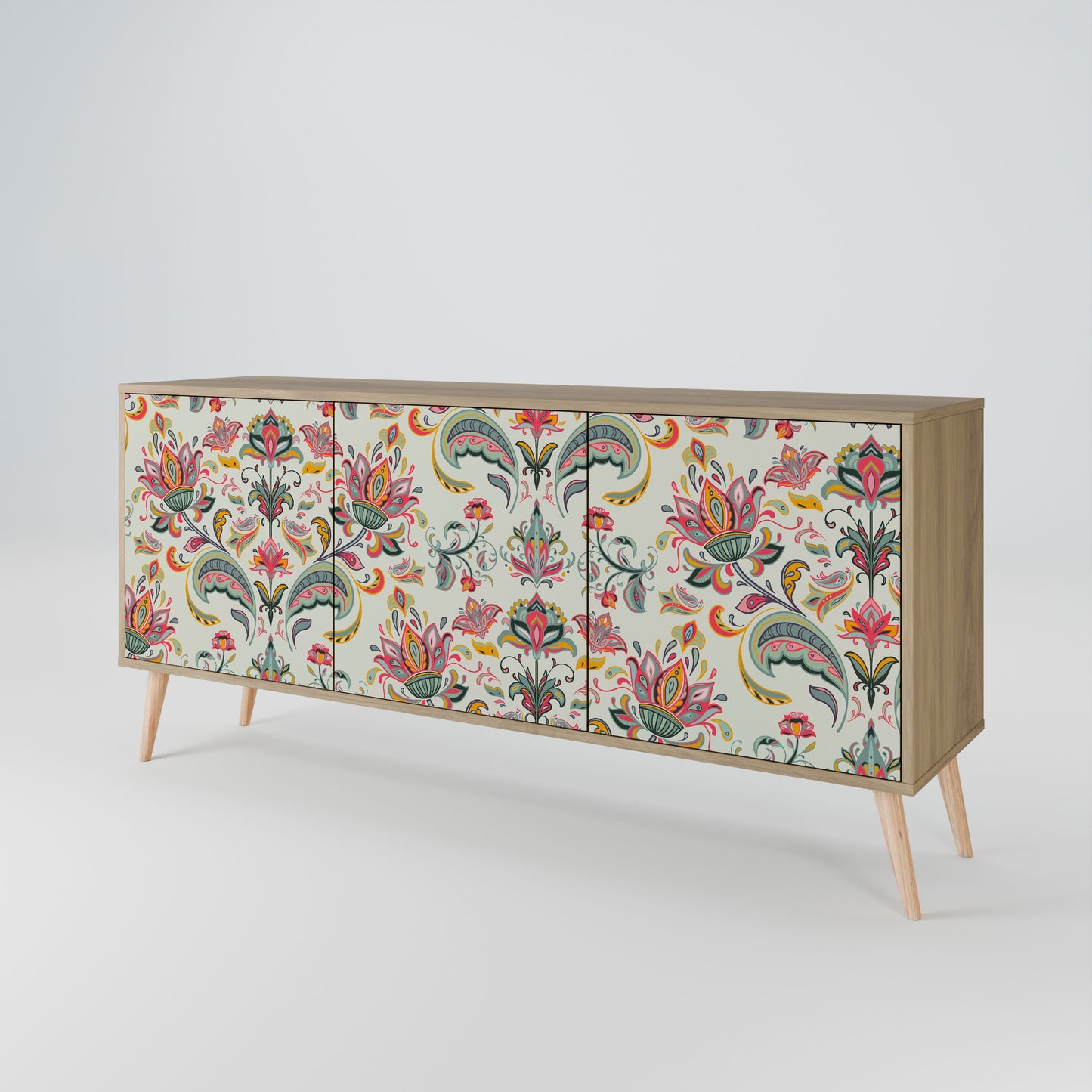 Credenza ORGANIC FOLKLORE a 3 ante in effetto rovere