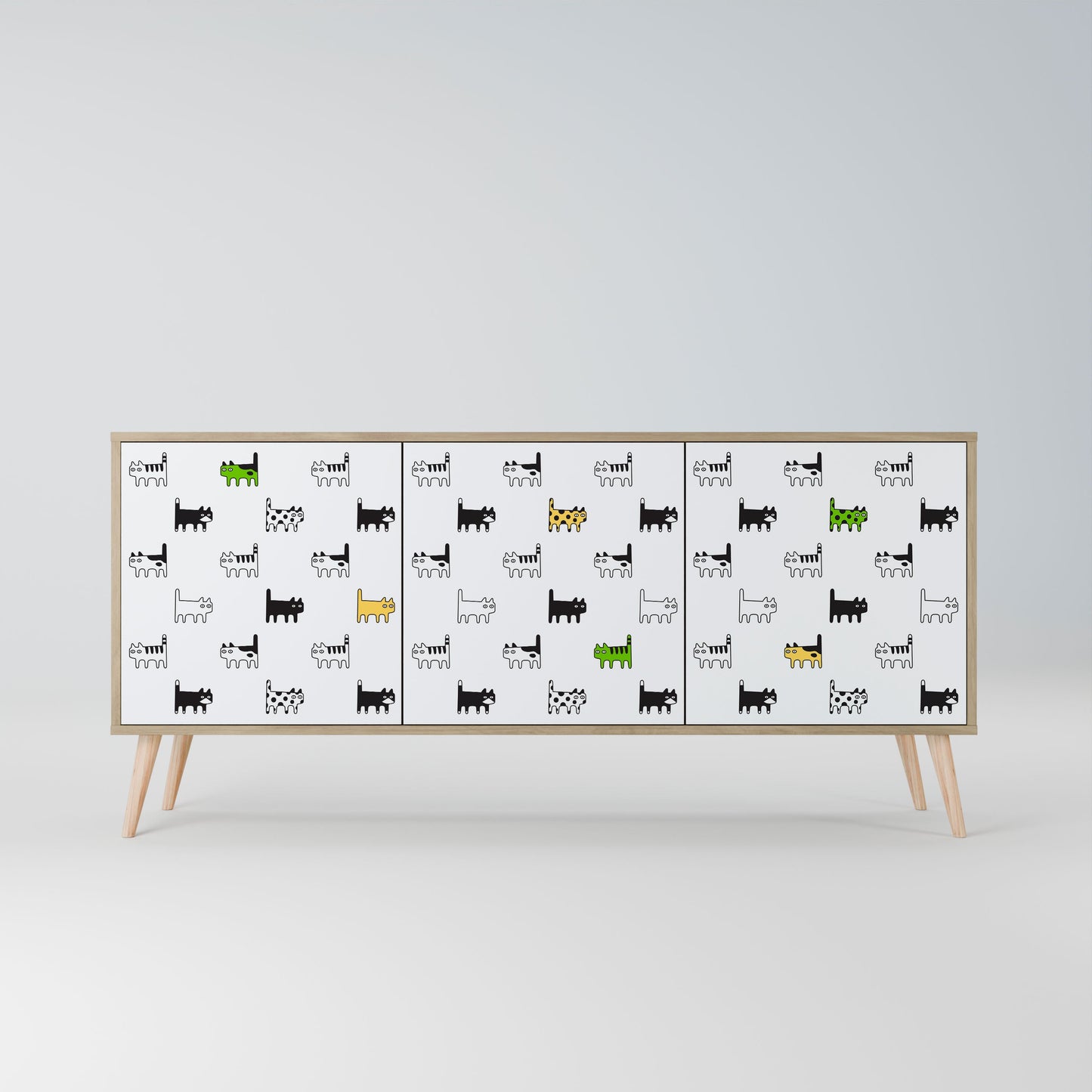 CATS COMPILATION Credenza a 3 ante in effetto rovere