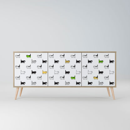 CATS COMPILATION Credenza a 3 ante in effetto rovere