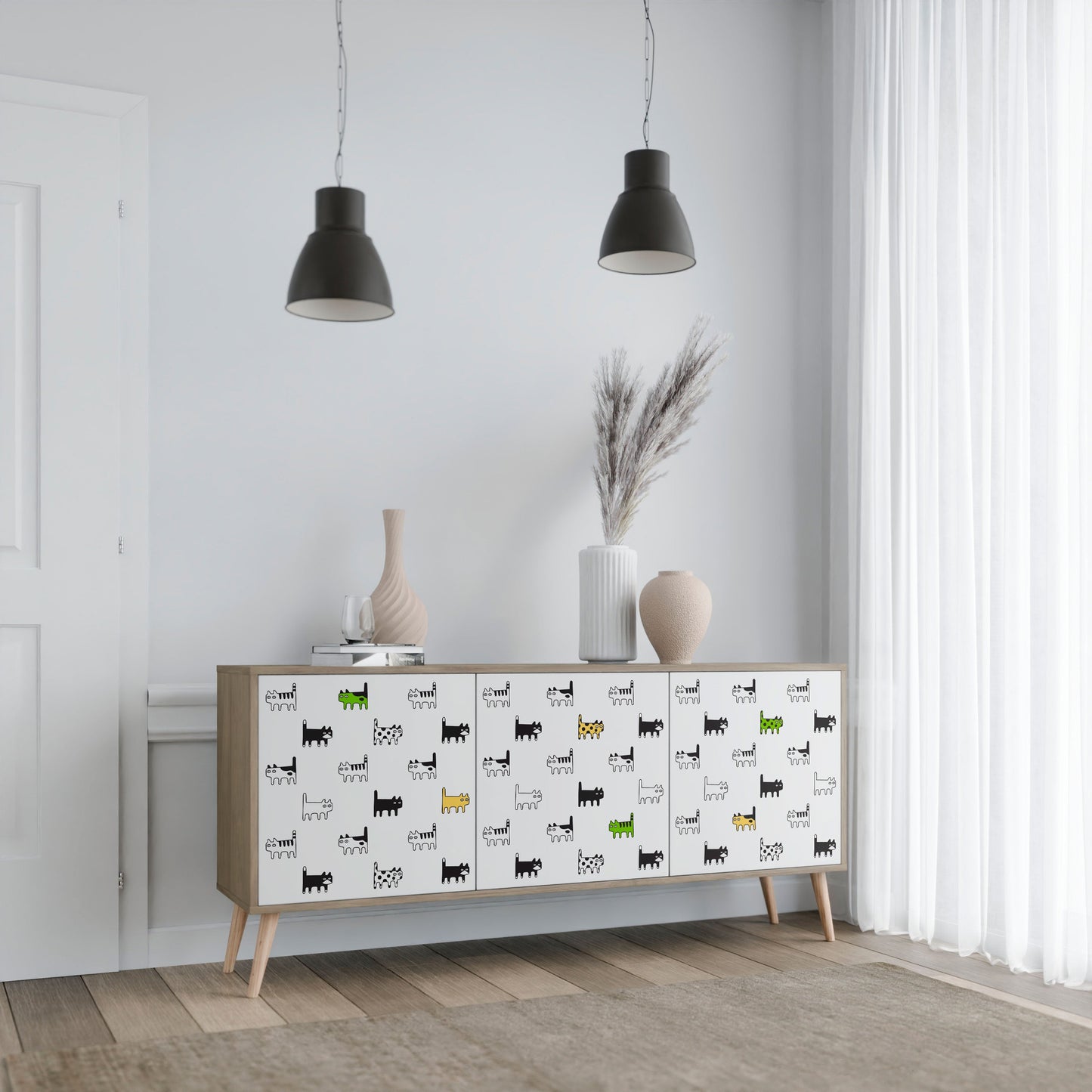 CATS COMPILATION Credenza a 3 ante in effetto rovere