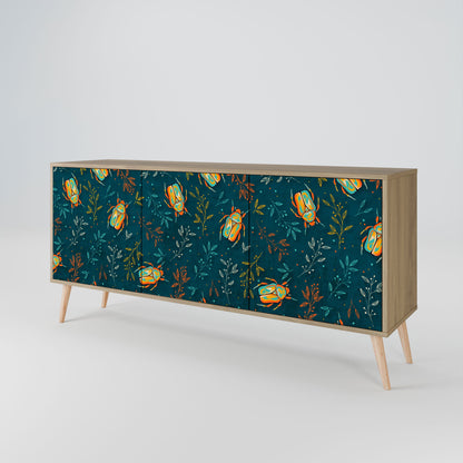 Credenza a 3 ante AUTUMN INSECTS in effetto rovere