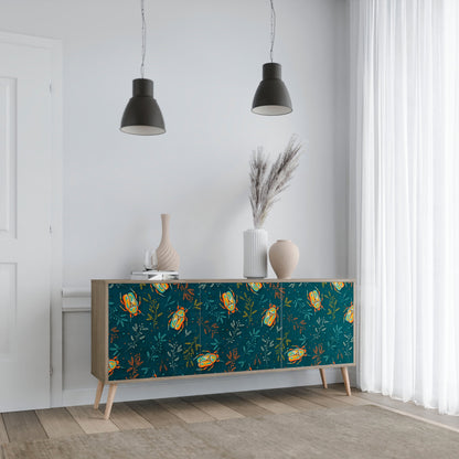 Credenza a 3 ante AUTUMN INSECTS in effetto rovere