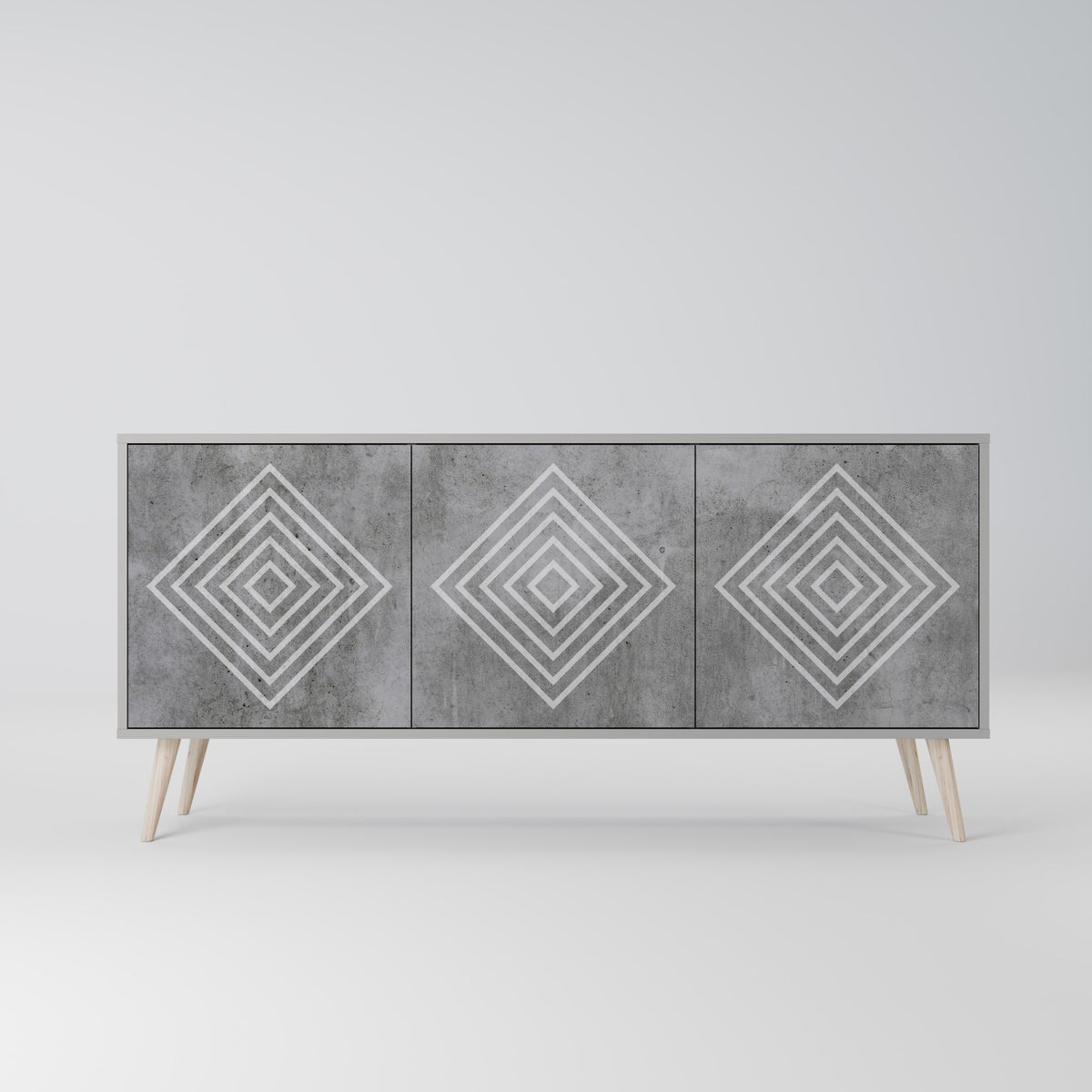 POLYGONAL ARTISTRY Skänk med tre dörrar