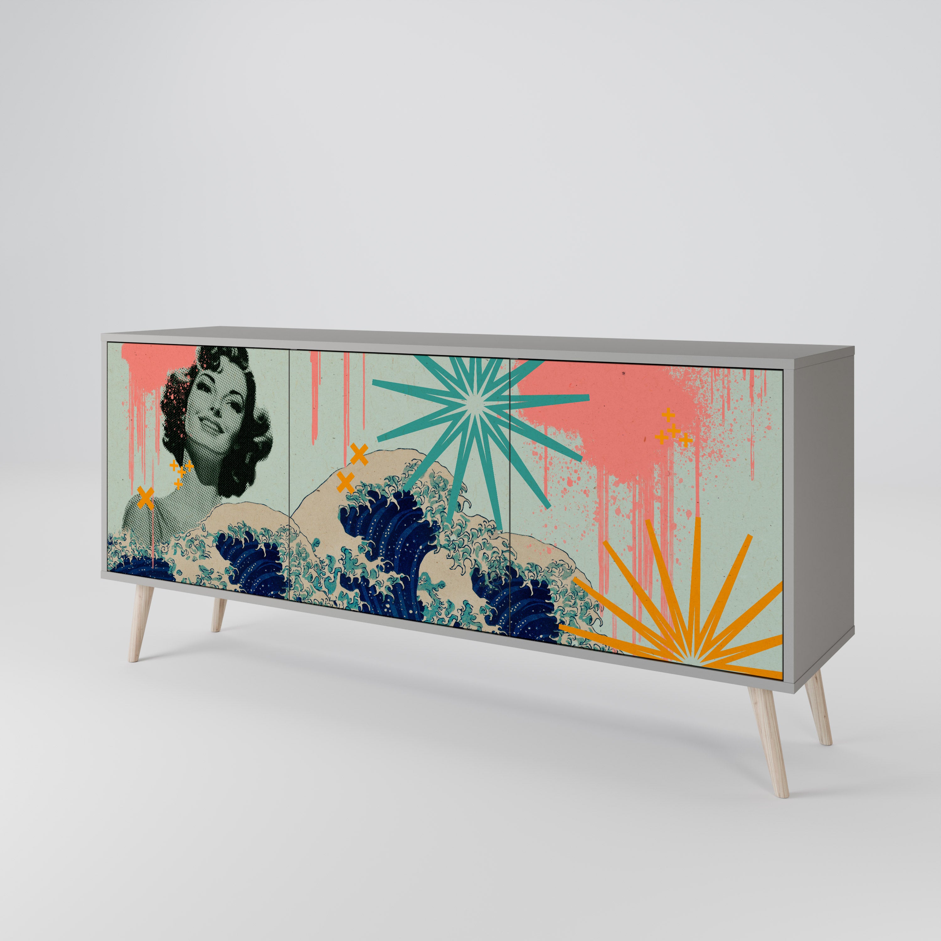 KANAGAWA BEAUTY 3-türiges Sideboard