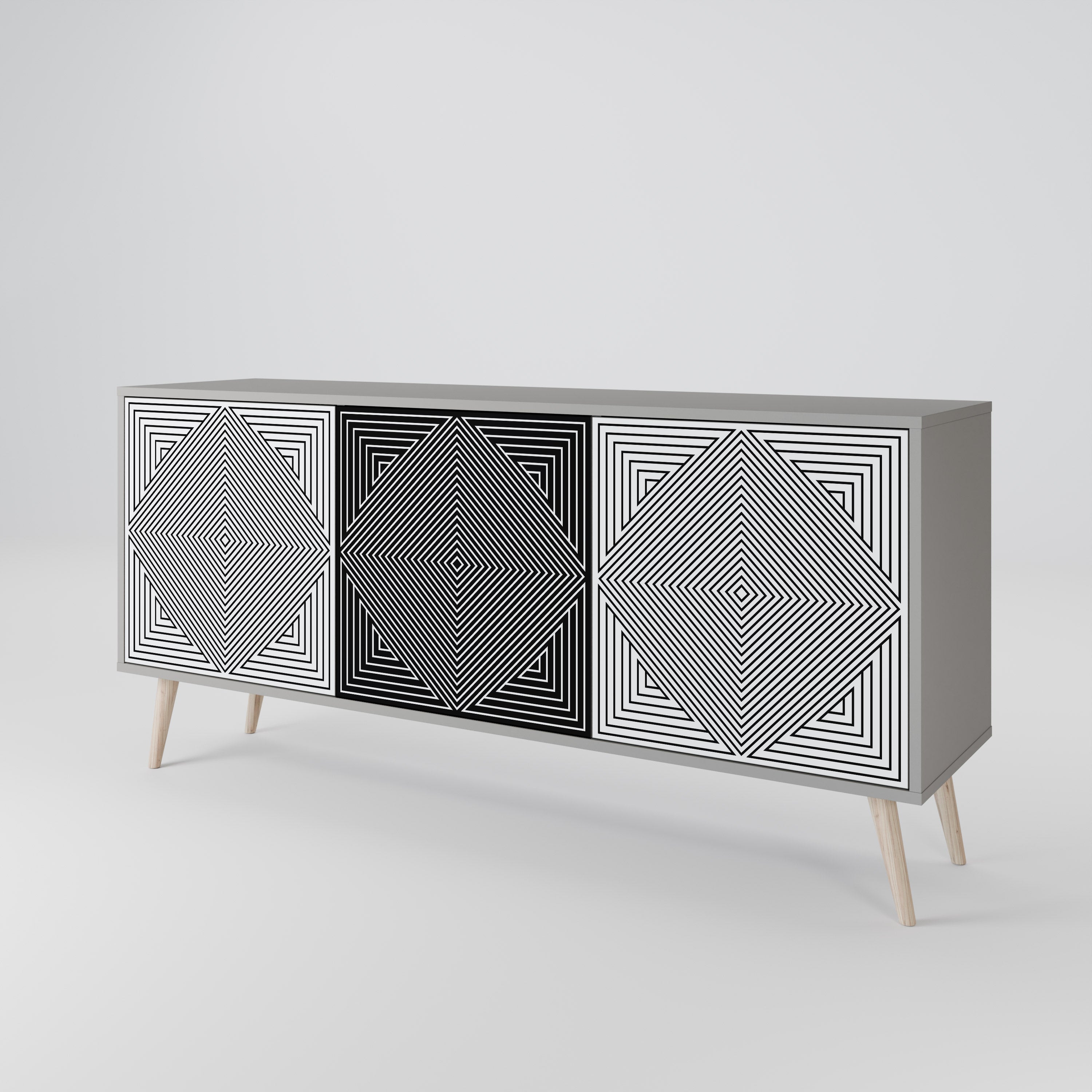 POLYGON ILLUSION 3-Door Sideboard