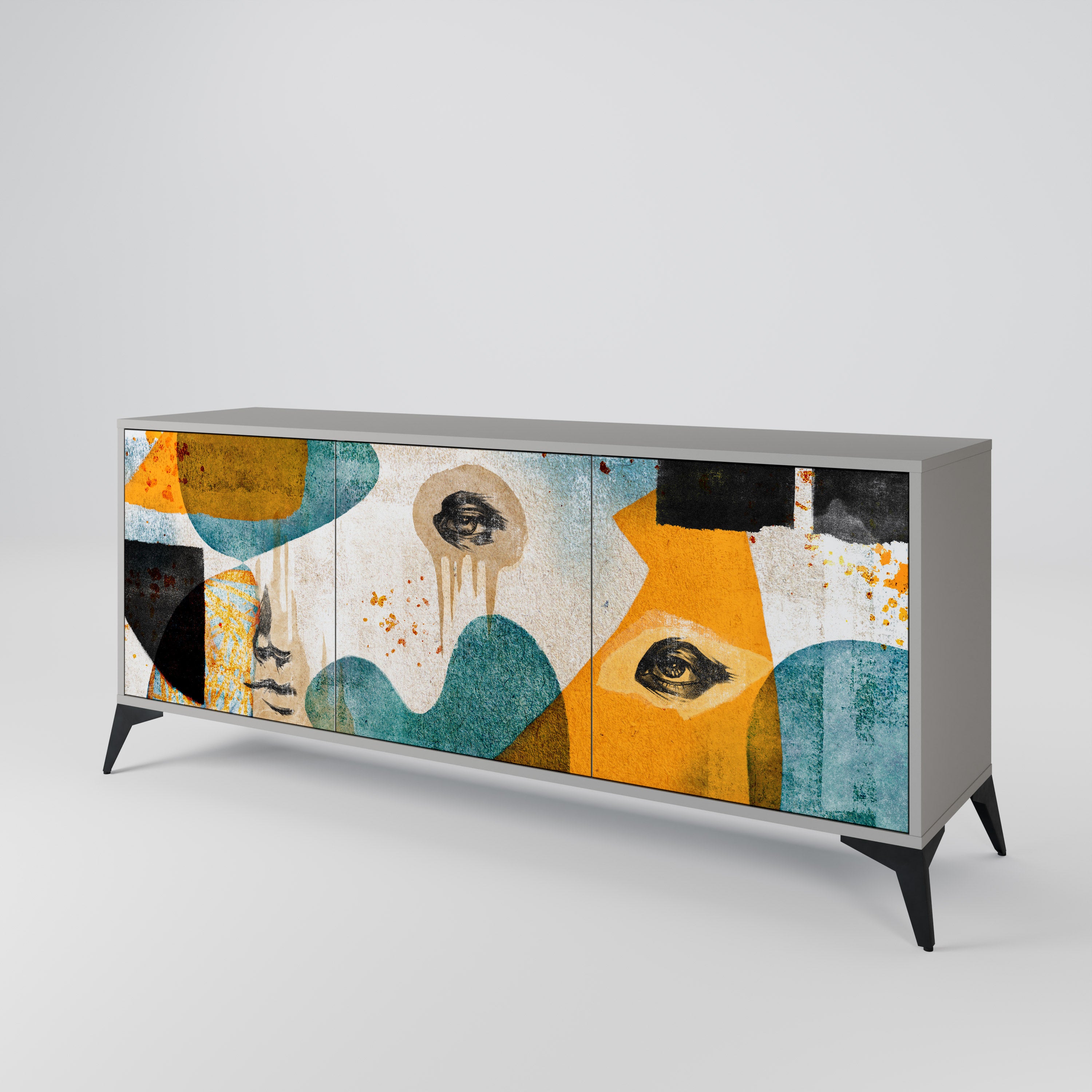 ABSTRACT FACES 3-Door Sideboard