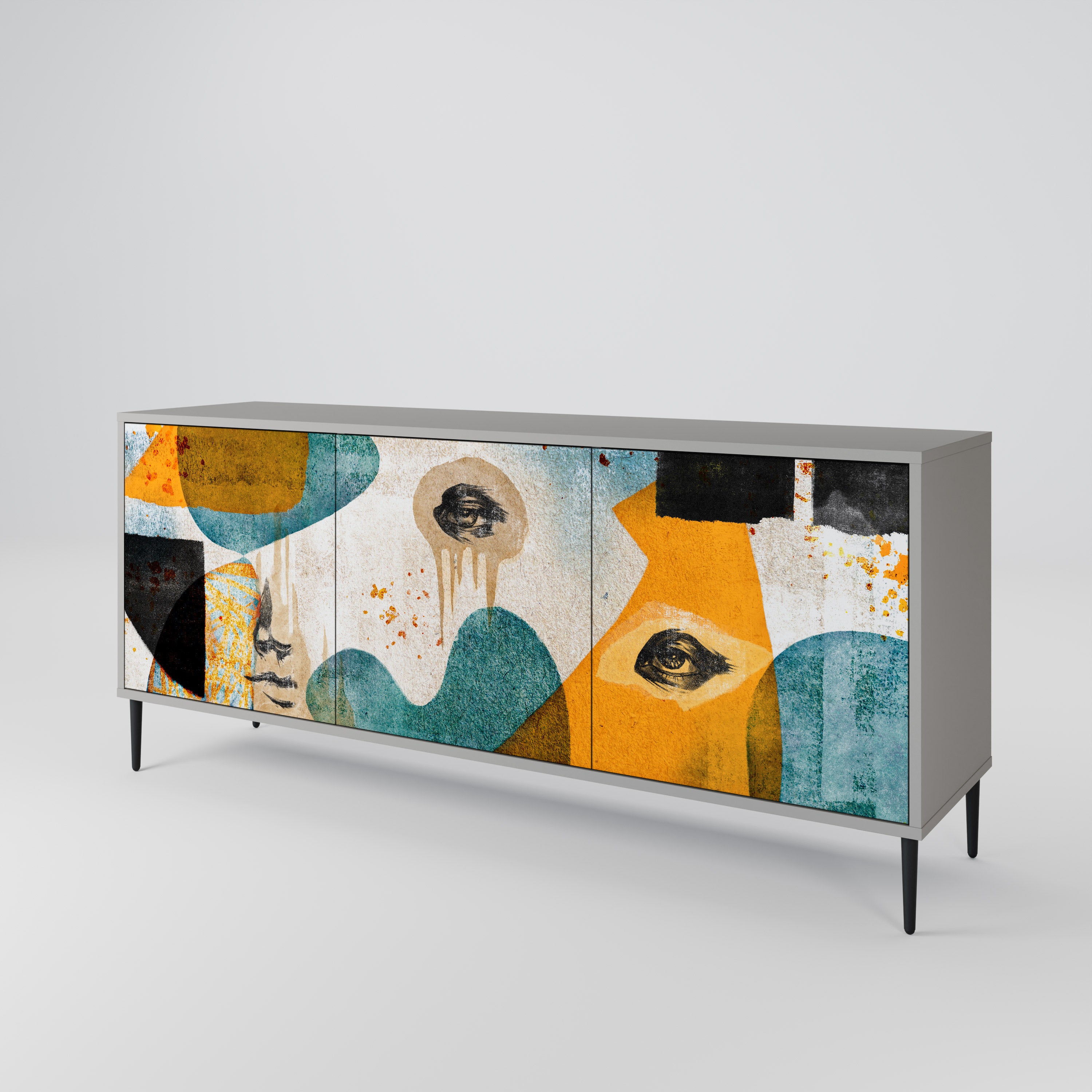 ABSTRACT FACES 3-Door Sideboard