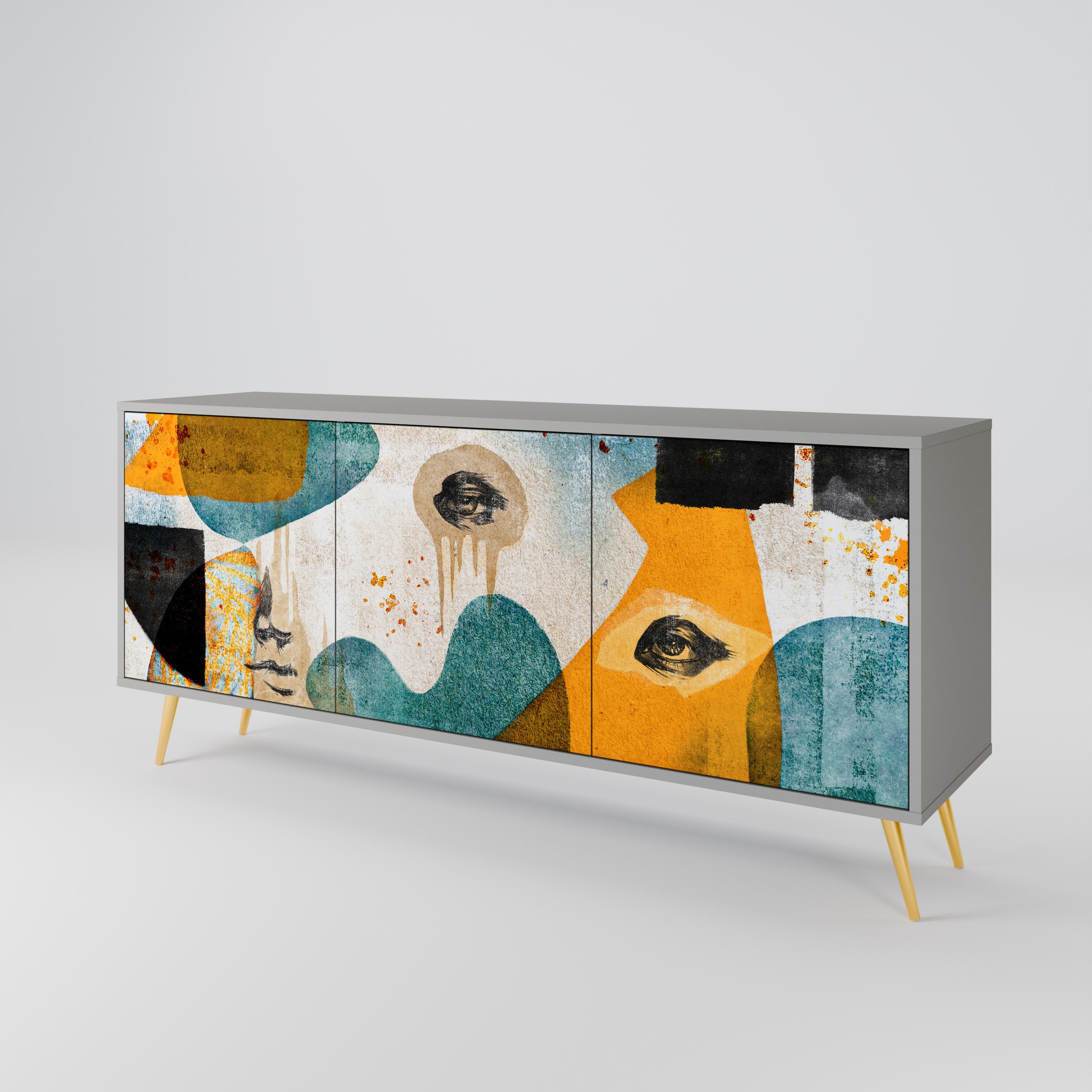 ABSTRACT FACES 3-Door Sideboard