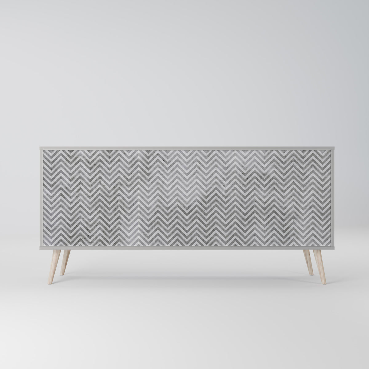CONCRETE ZIG ZAG Skänk med tre dörrar