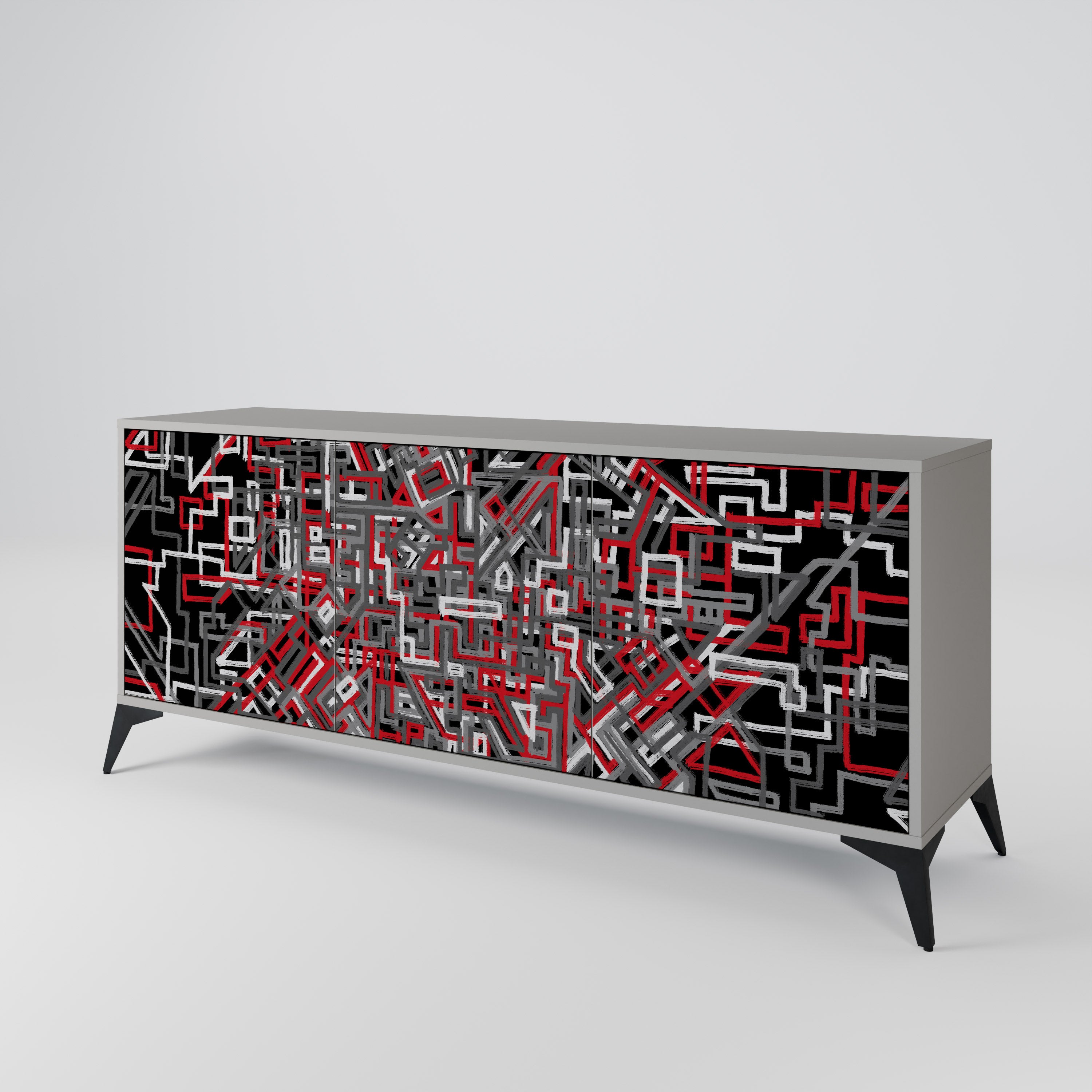 BROKEN LINES Skänk med tre dörrar