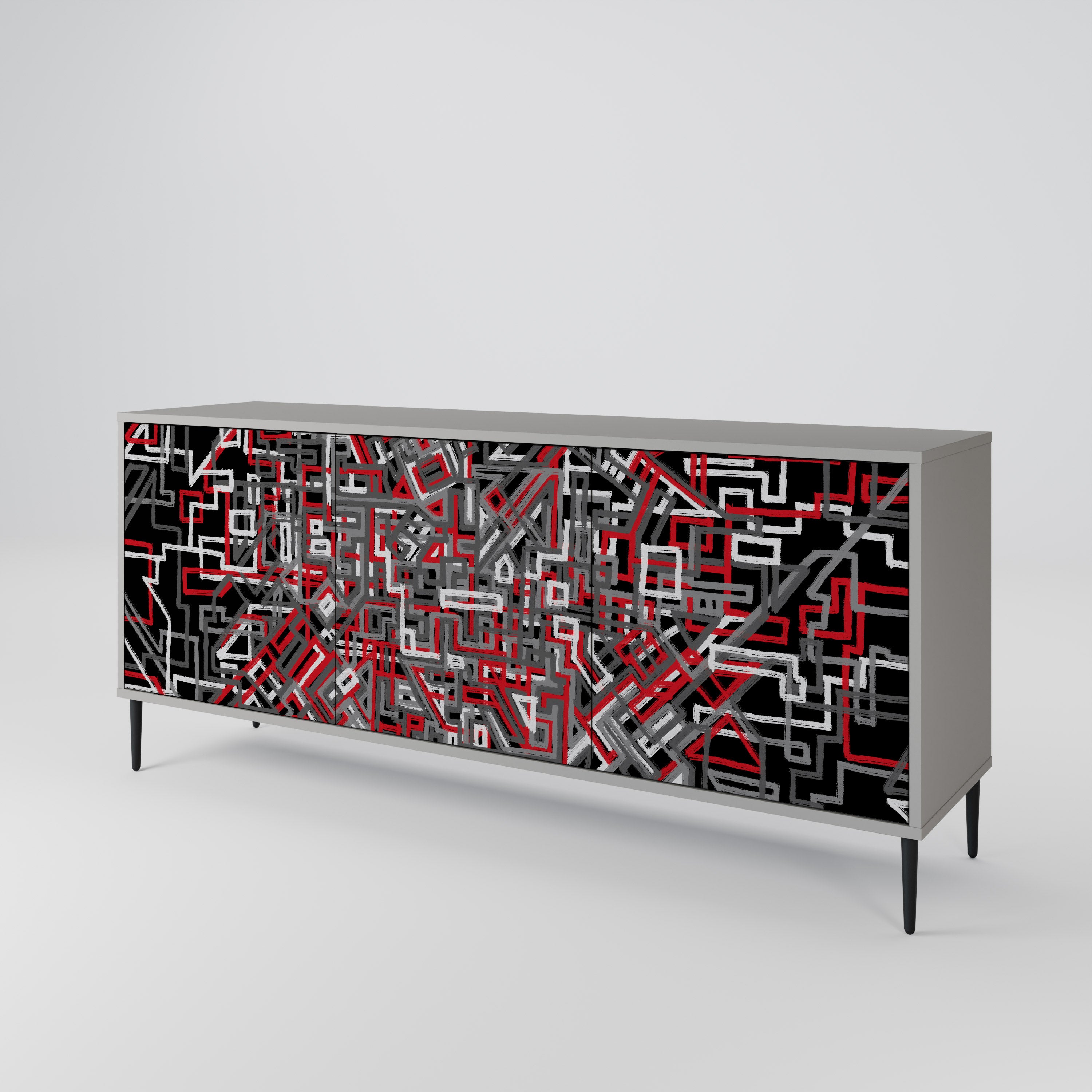 BROKEN LINES Skänk med tre dörrar