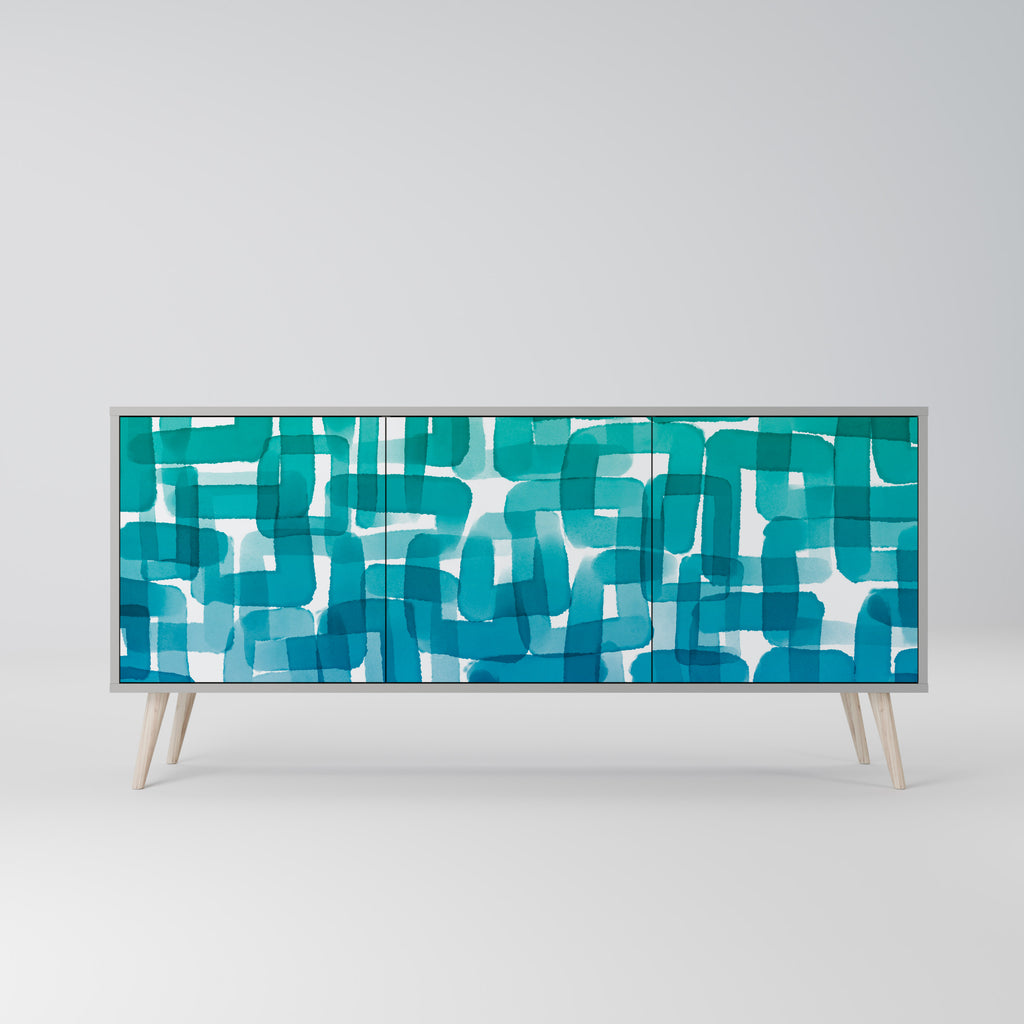 TURQUOISE RECTANGLES 3-Door Sideboard