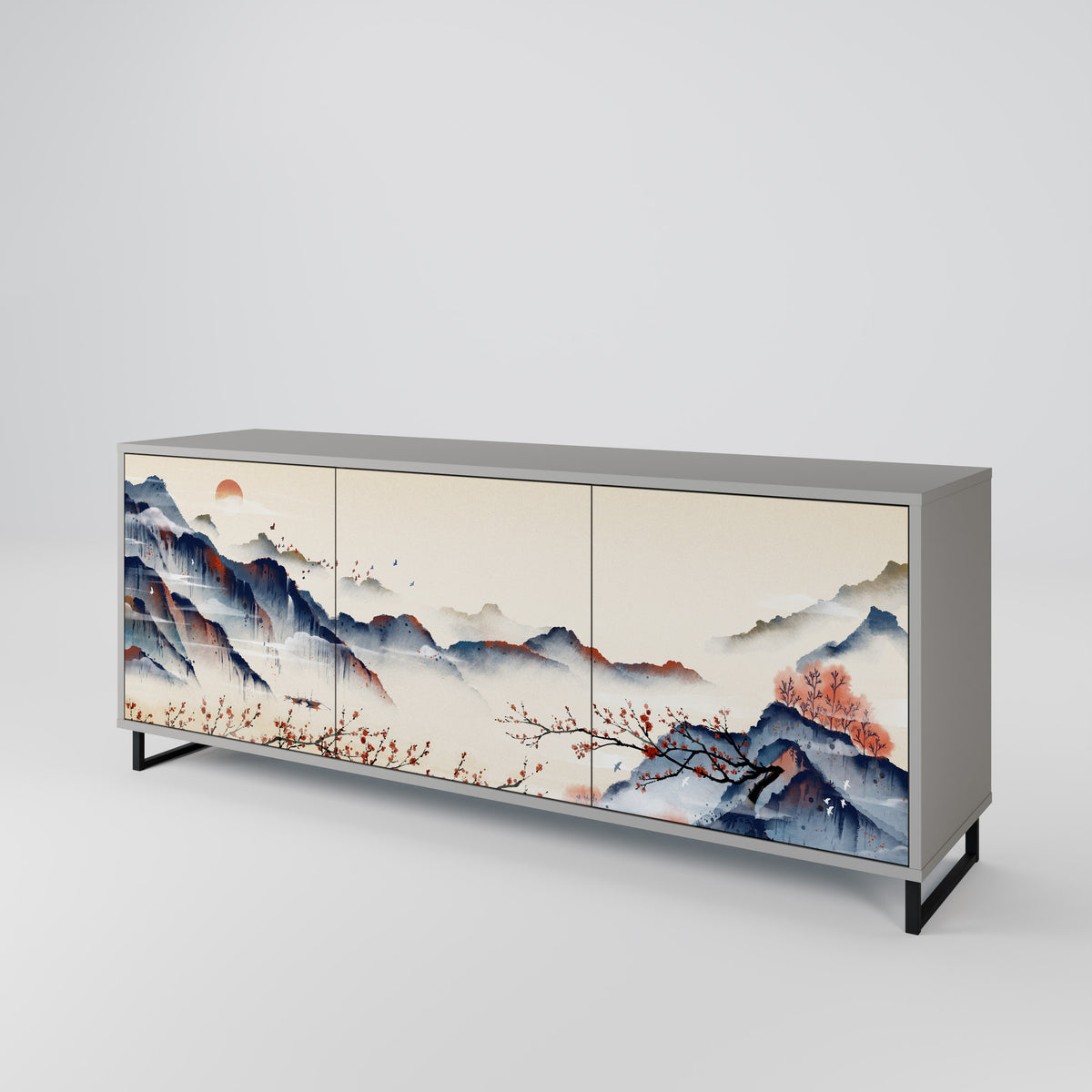 JAPANESE LANDSCAPE Skänk med tre dörrar