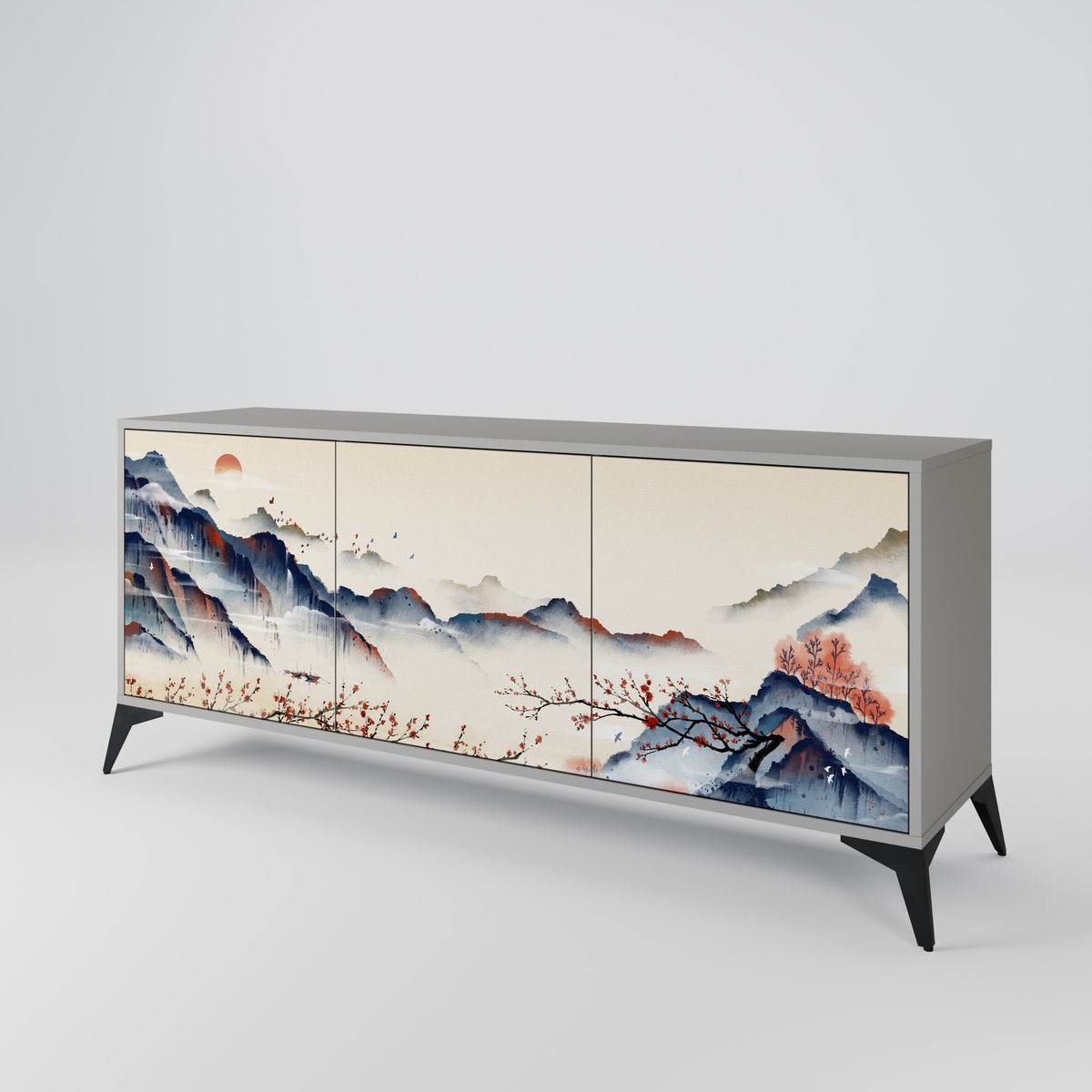 JAPANESE LANDSCAPE Skänk med tre dörrar