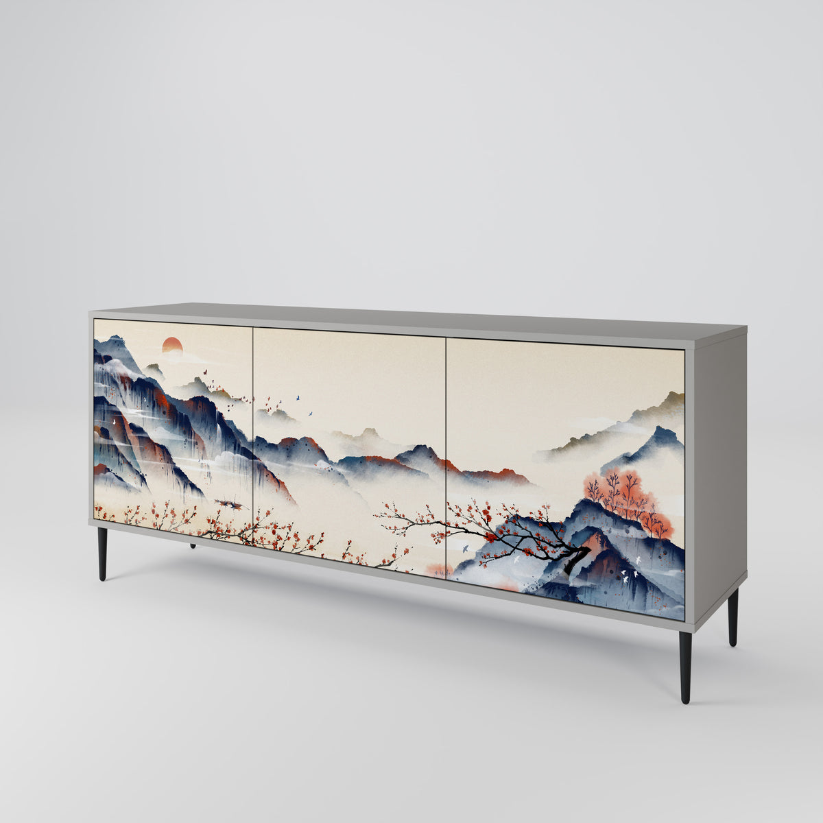 JAPANESE LANDSCAPE Skänk med tre dörrar