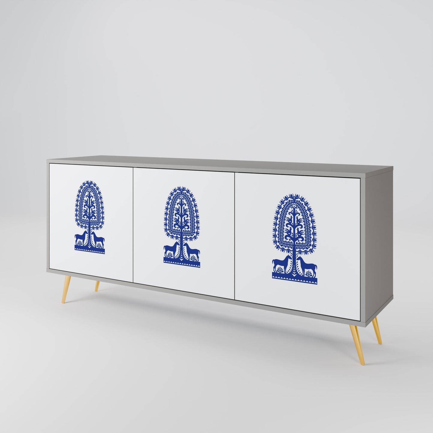POLISH FOLK ART Třídveřová komoda