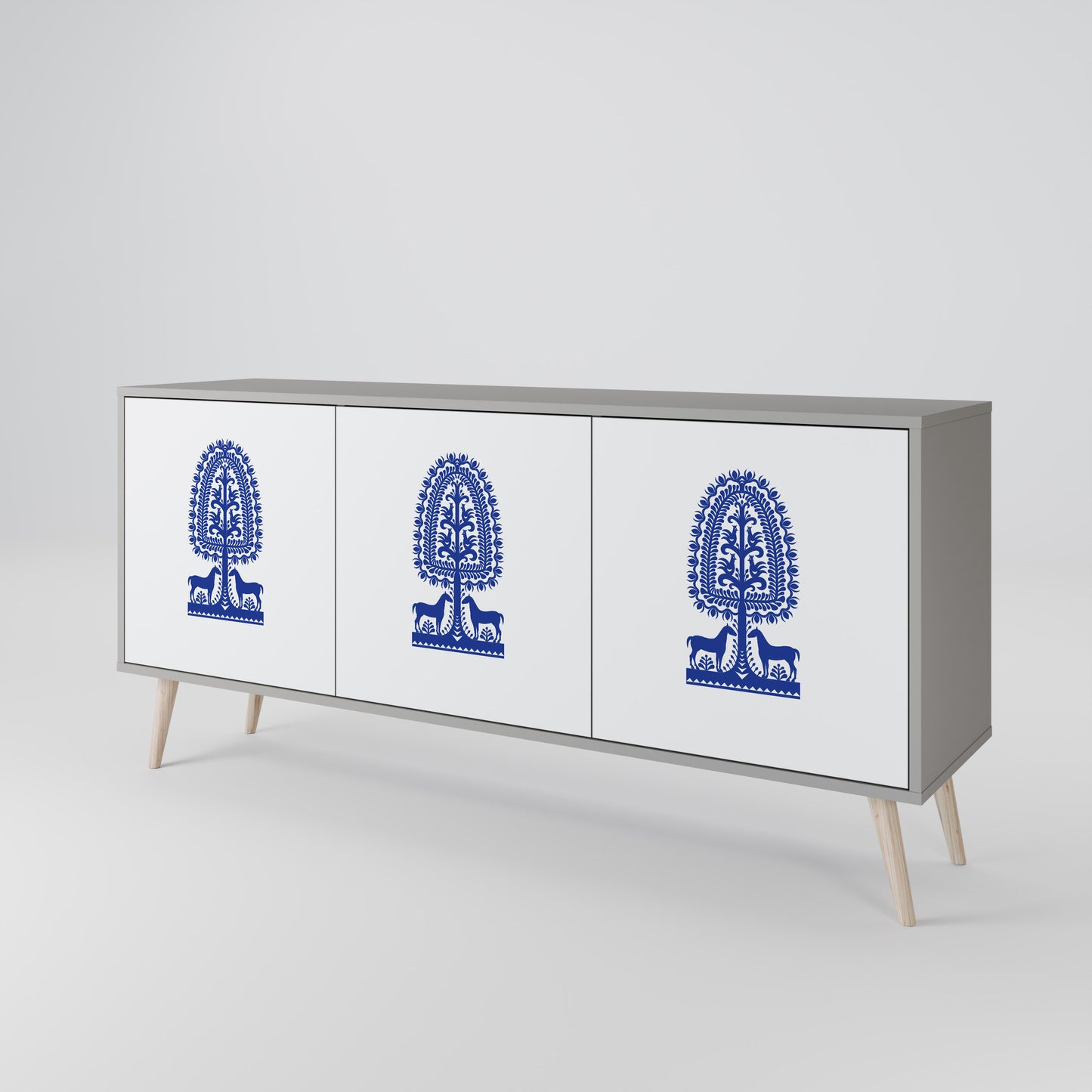 POLISH FOLK ART Třídveřová komoda