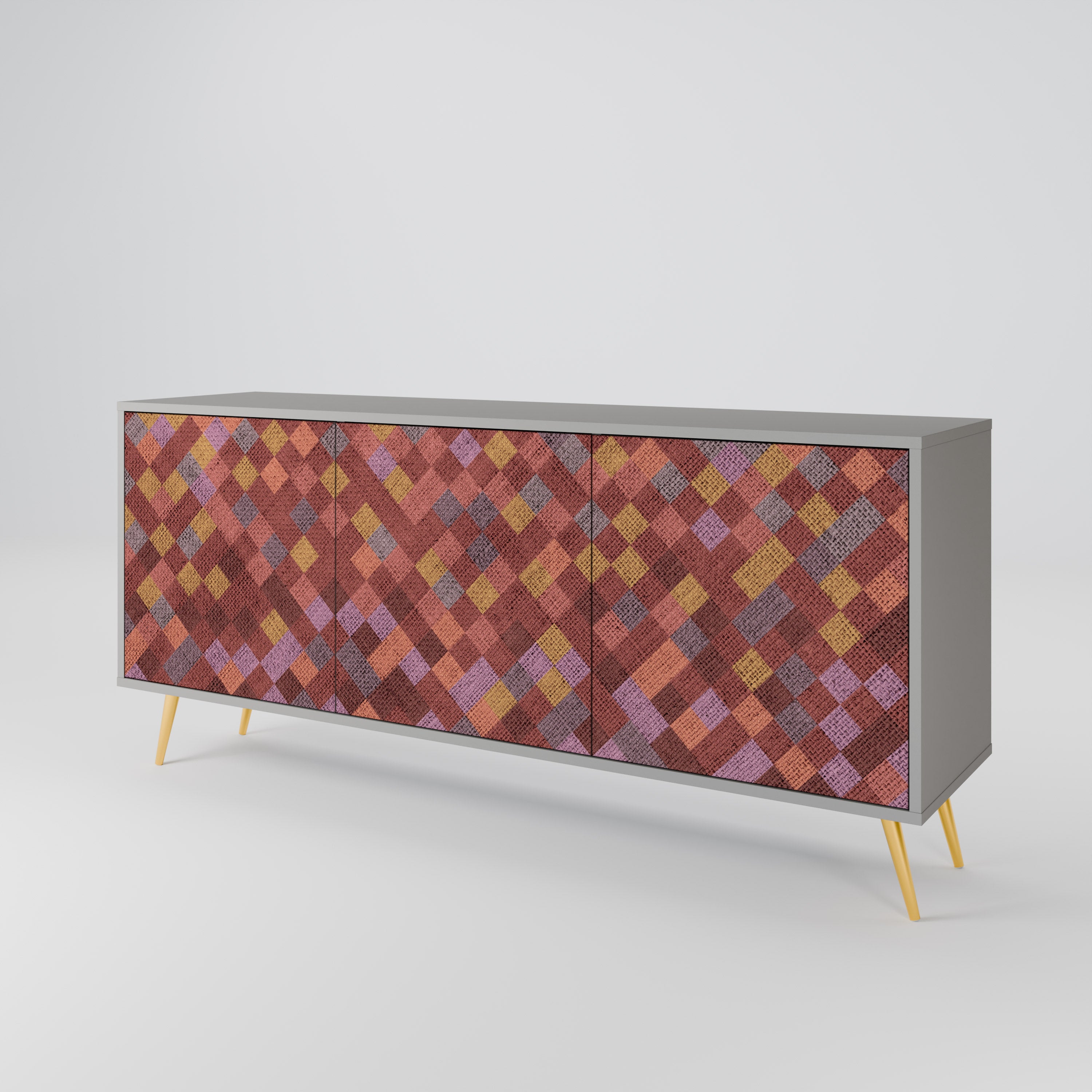 PAINTED SQUARES 3-Door Sideboard