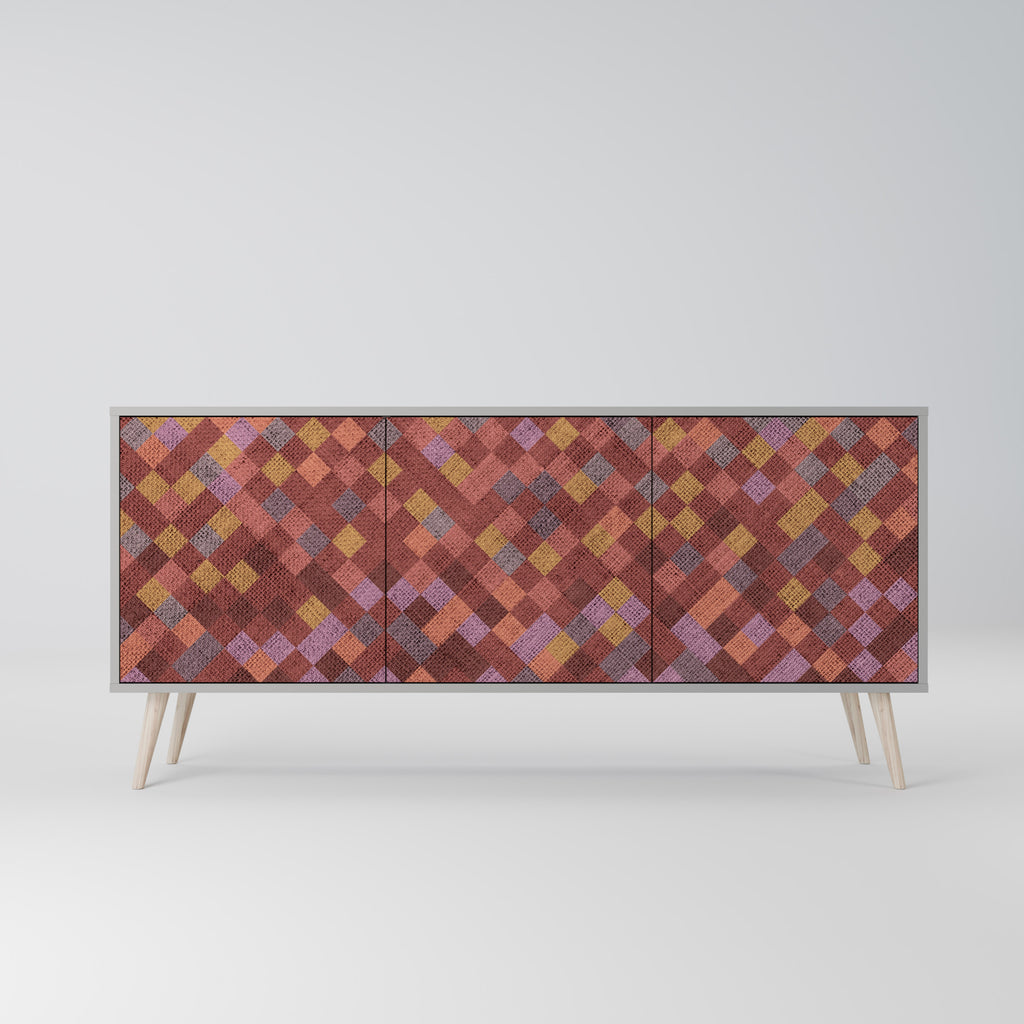 PAINTED SQUARES 3-Door Sideboard