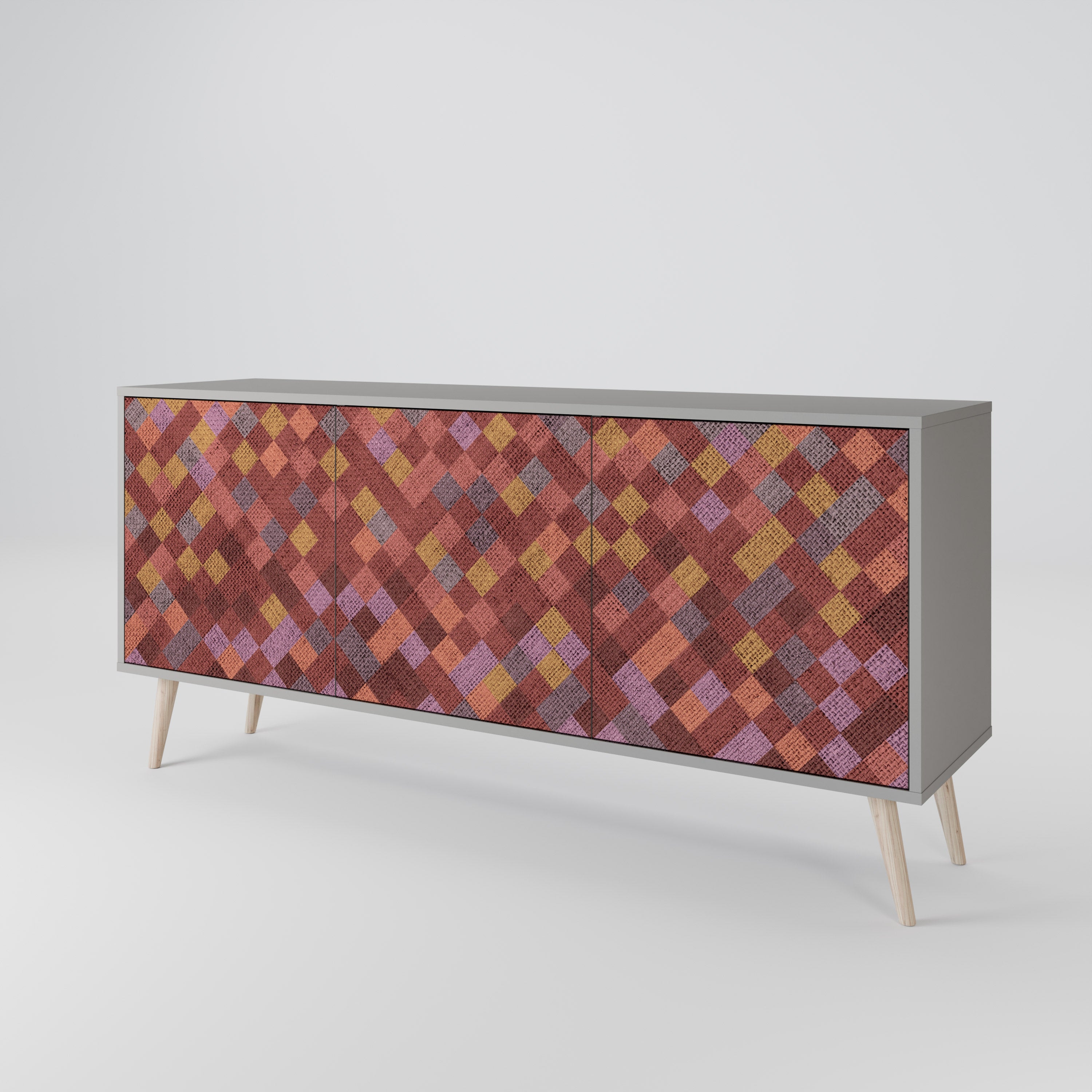 PAINTED SQUARES 3-Door Sideboard