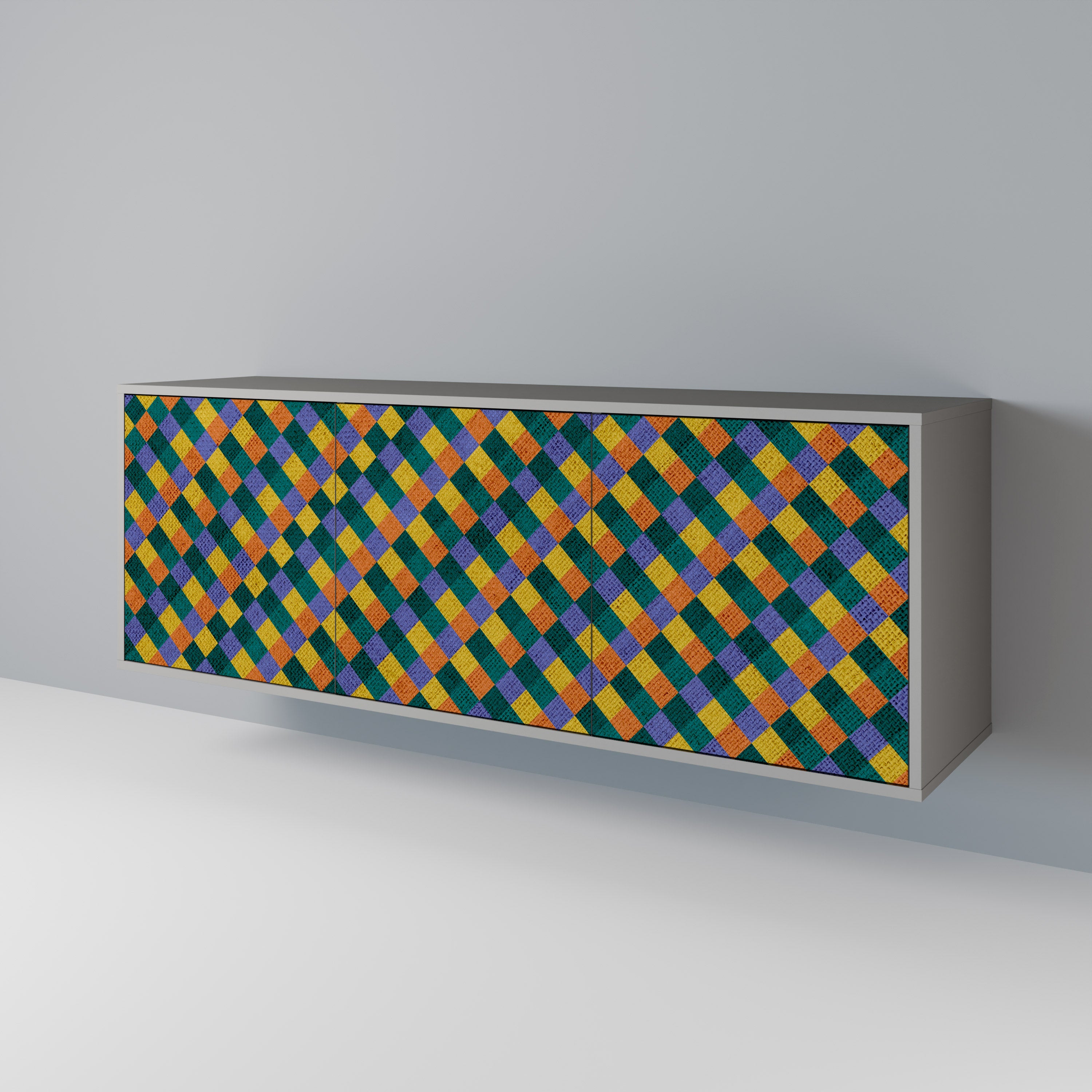 PAINTED SQUARES MIX 3-Door Sideboard