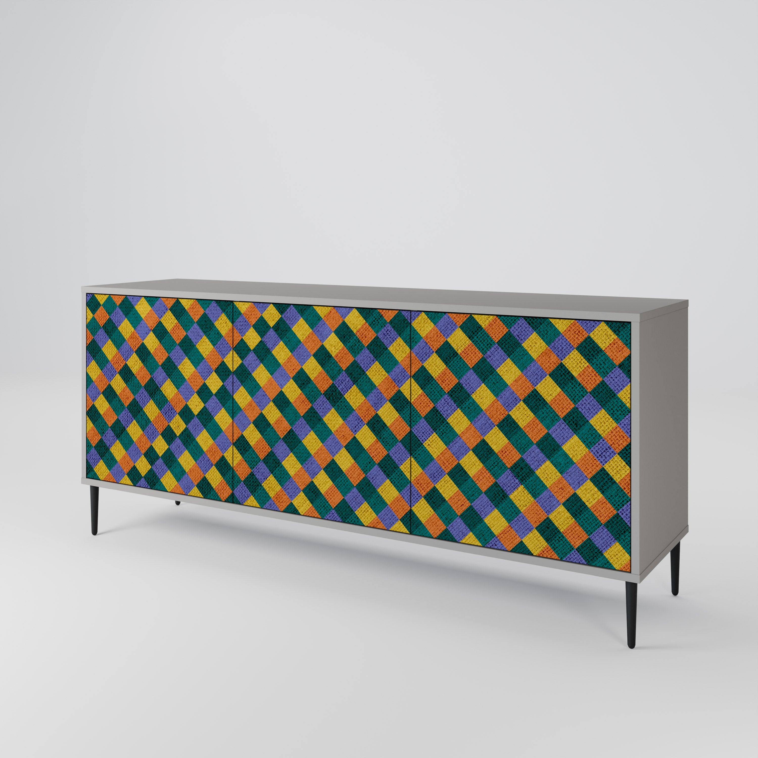 PAINTED SQUARES MIX 3-Door Sideboard