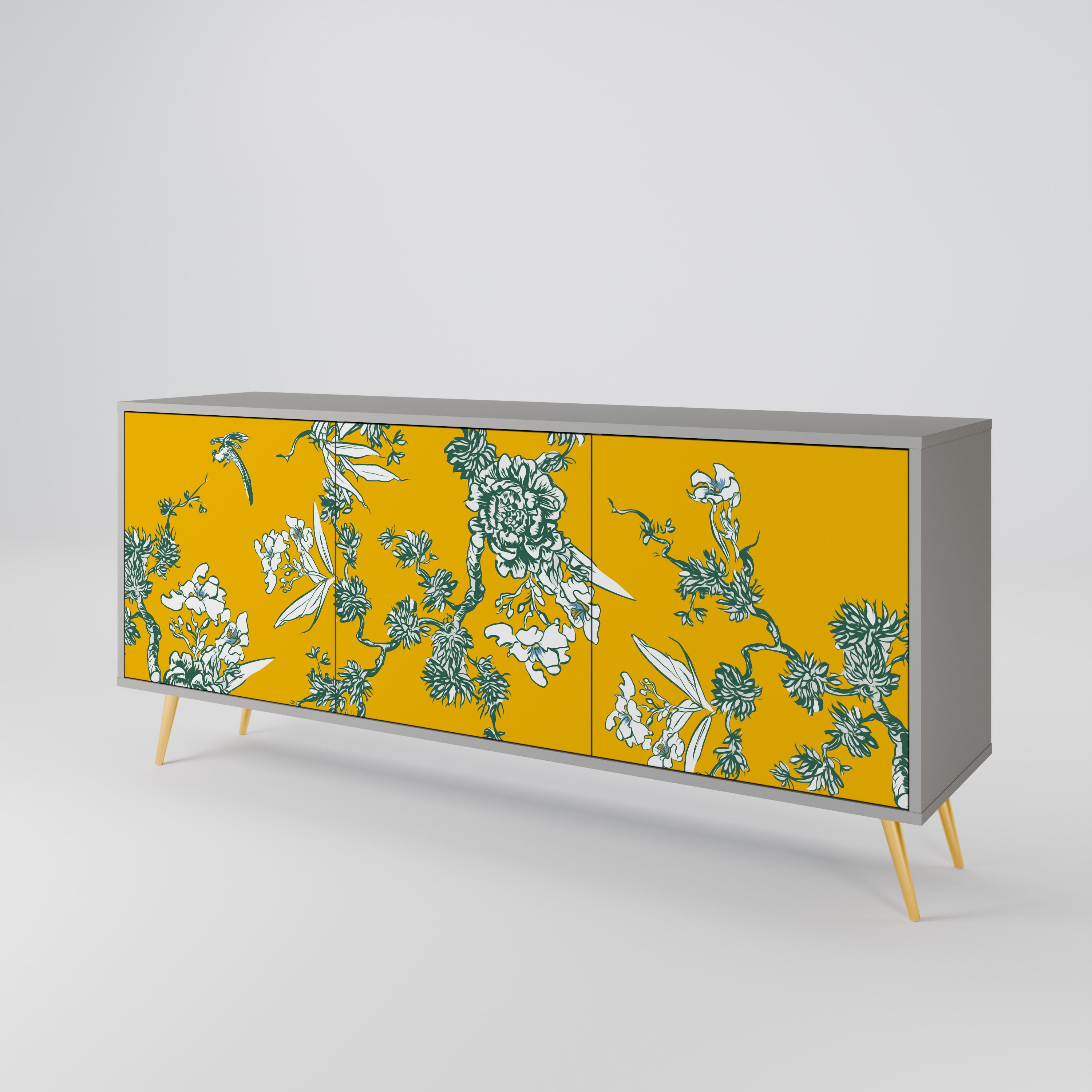 YELLOW CHINOISERIE 3-Door Sideboard