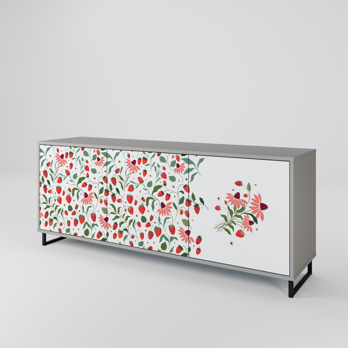FLOWERS AND STRAWBERRIES Aparador de 3 Portas