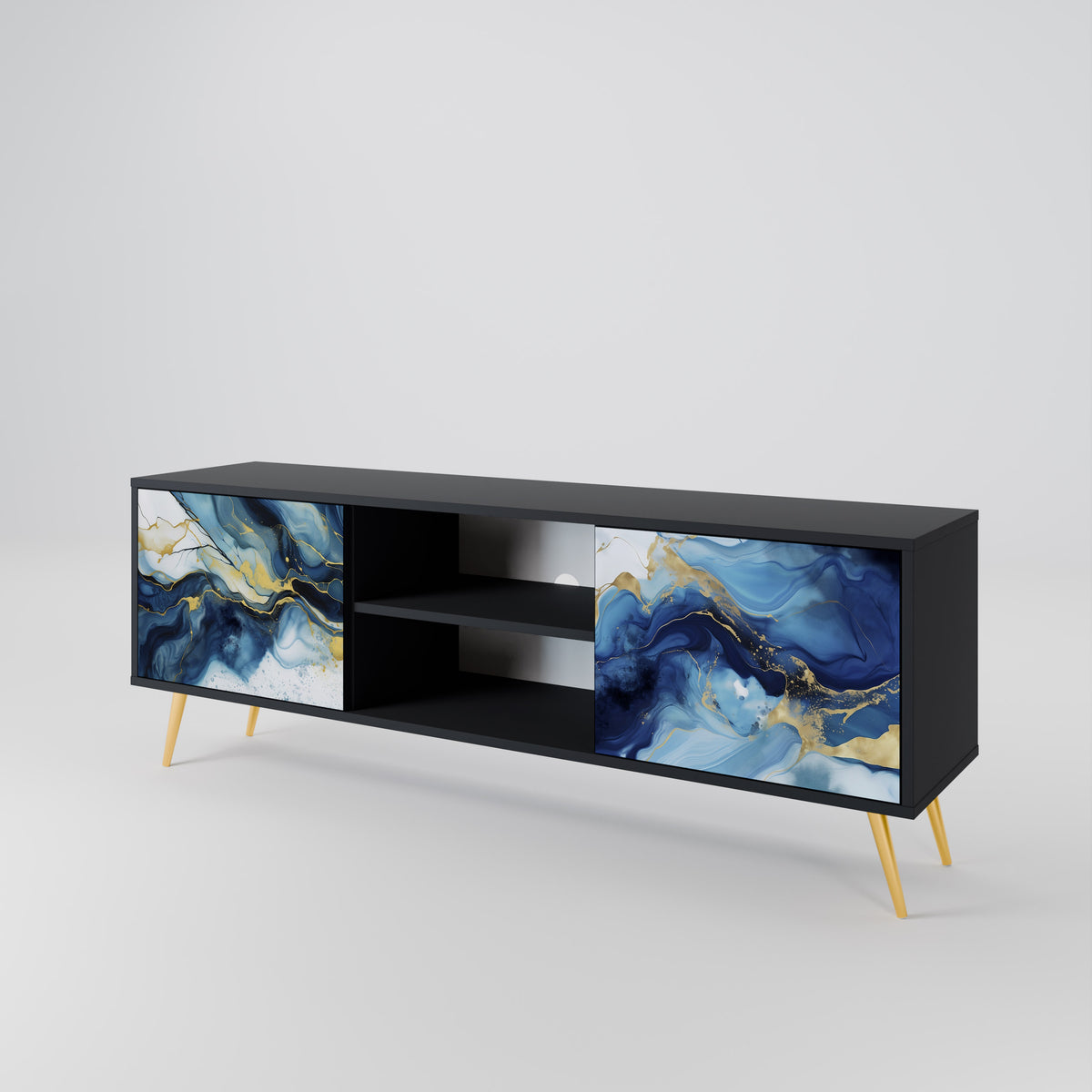 INKY MARBLE Mueble de TV de 2 Puertas