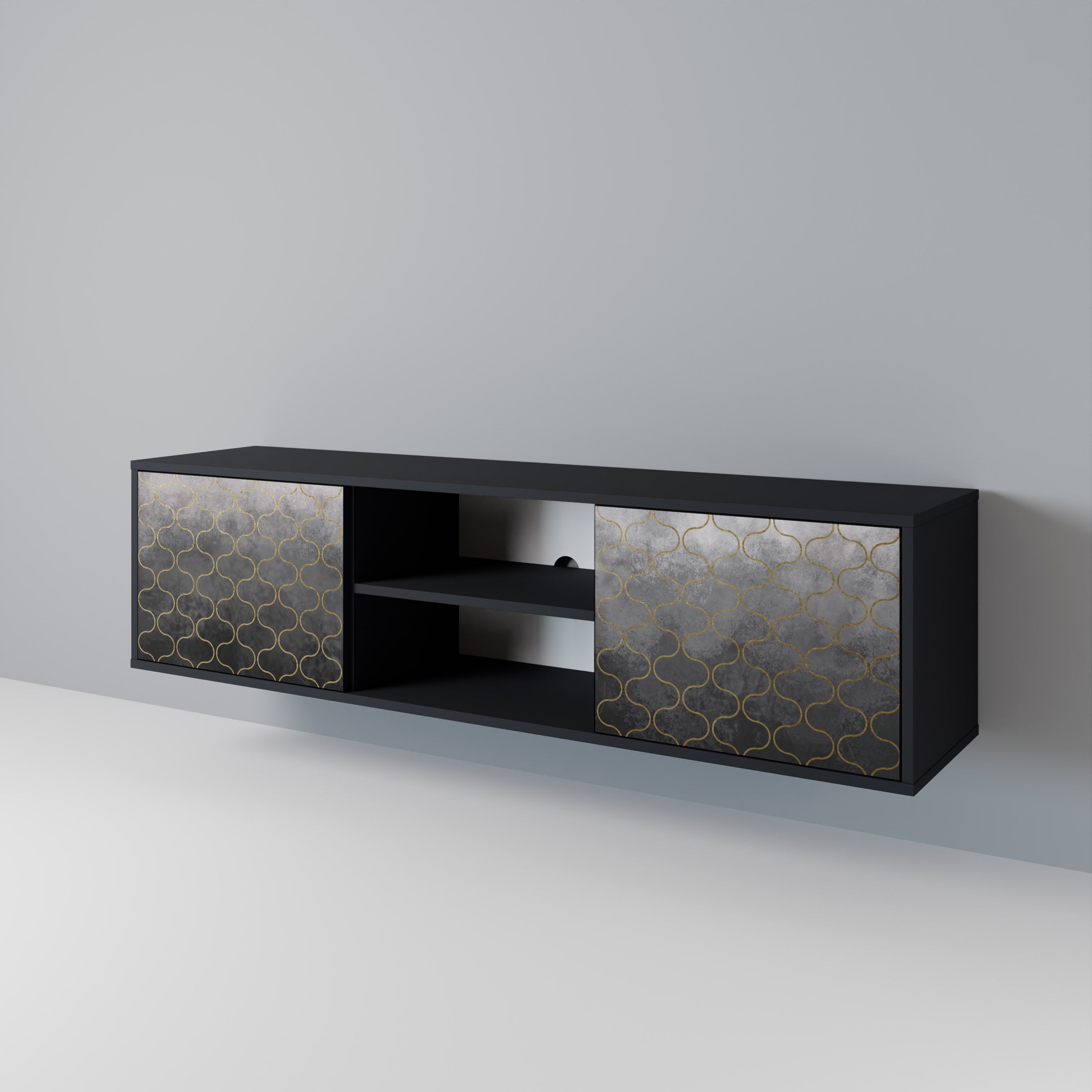 TESSELATED GRAYISH 2-türiges TV-Lowboard