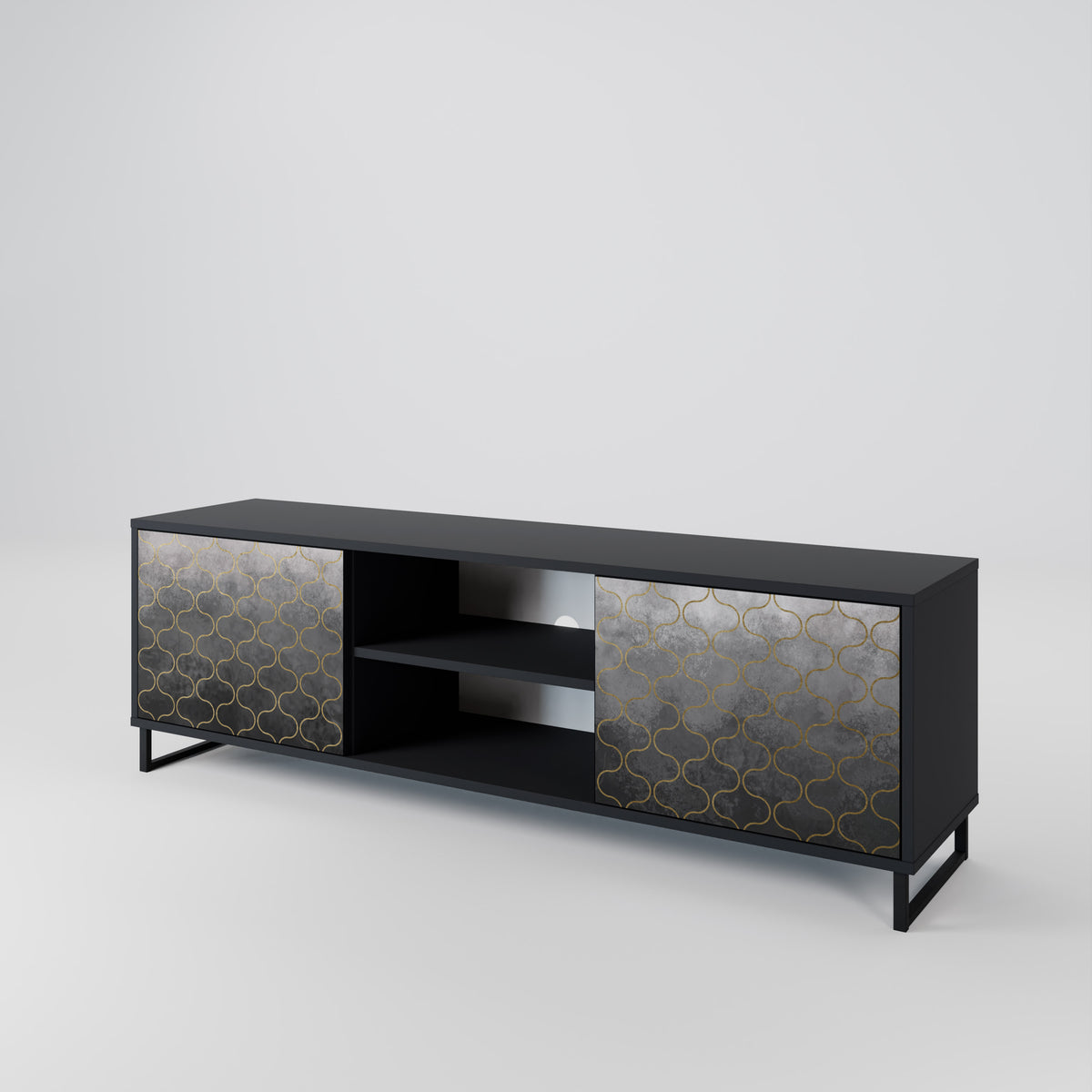 TESSELATED GRAYISH Mueble de TV de 2 Puertas