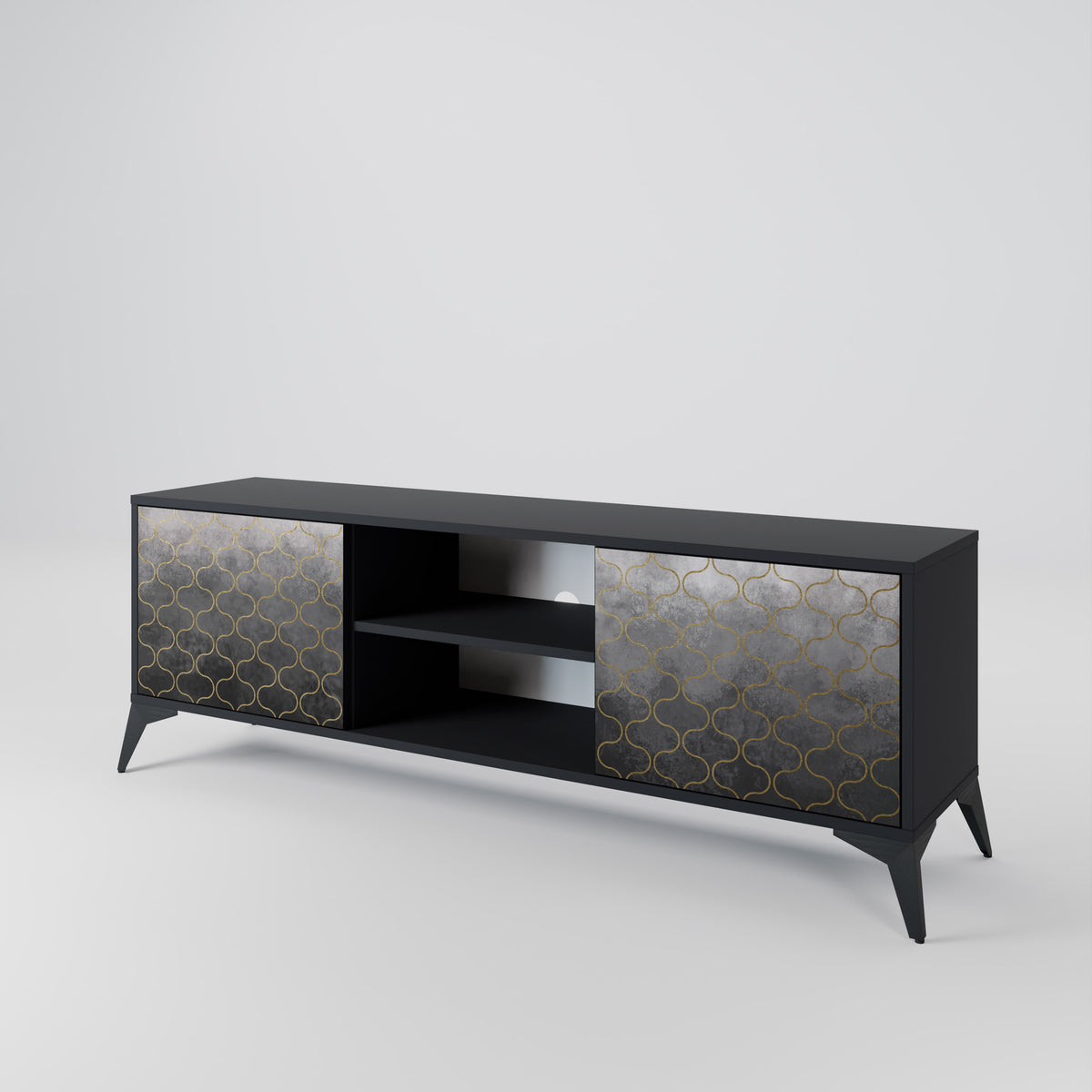 TESSELATED GRAYISH Mueble de TV de 2 Puertas
