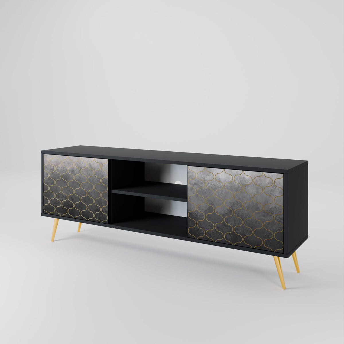 TESSELATED GRAYISH Mueble de TV de 2 Puertas