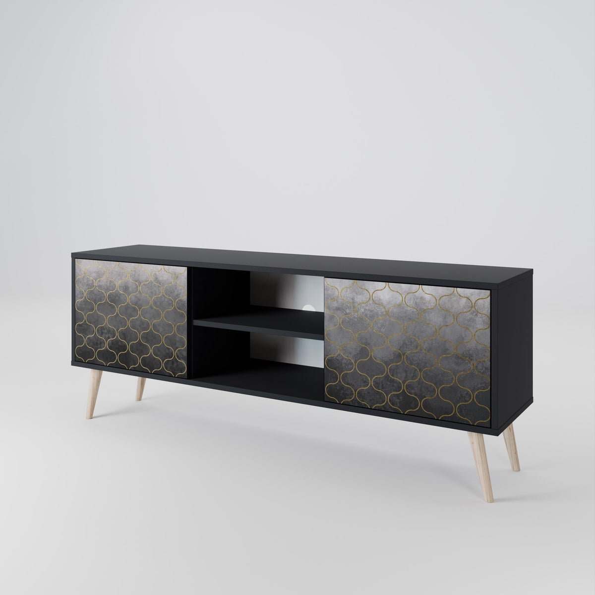 TESSELATED GRAYISH Mueble de TV de 2 Puertas