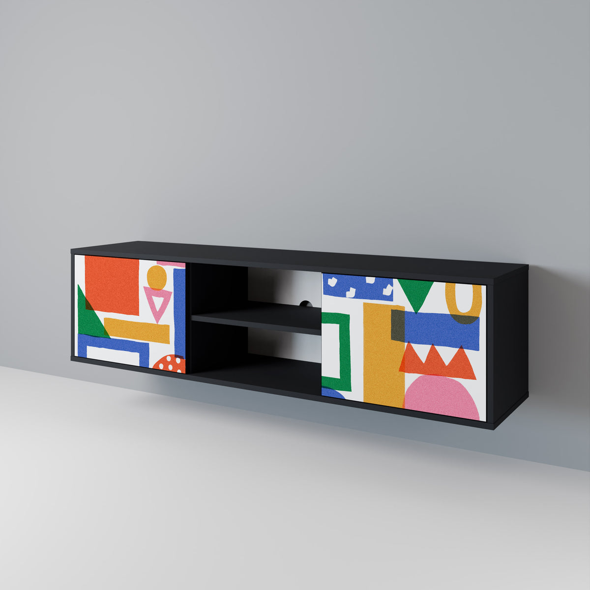 GEOMETRIC GLIMMER Mueble de TV de 2 Puertas