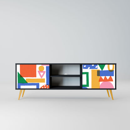 Mobile TV a 2 ante GEOMETRIC GLIMMER in finitura nera