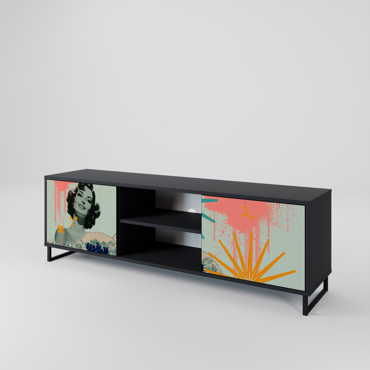 KANAGAWA BEAUTY Mueble de TV de 2 Puertas