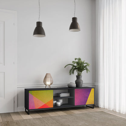 Meuble TV 2 portes VIVID GEOMETRY en finition noire