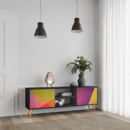 Meuble TV 2 portes VIVID GEOMETRY en finition noire