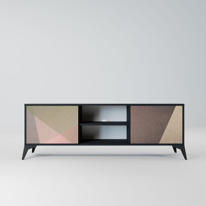 BEIGE GEOMETRY 2-Door TV Stand in Black Finish