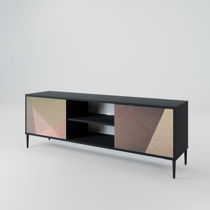 BEIGE GEOMETRY 2-Door TV Stand in Black Finish