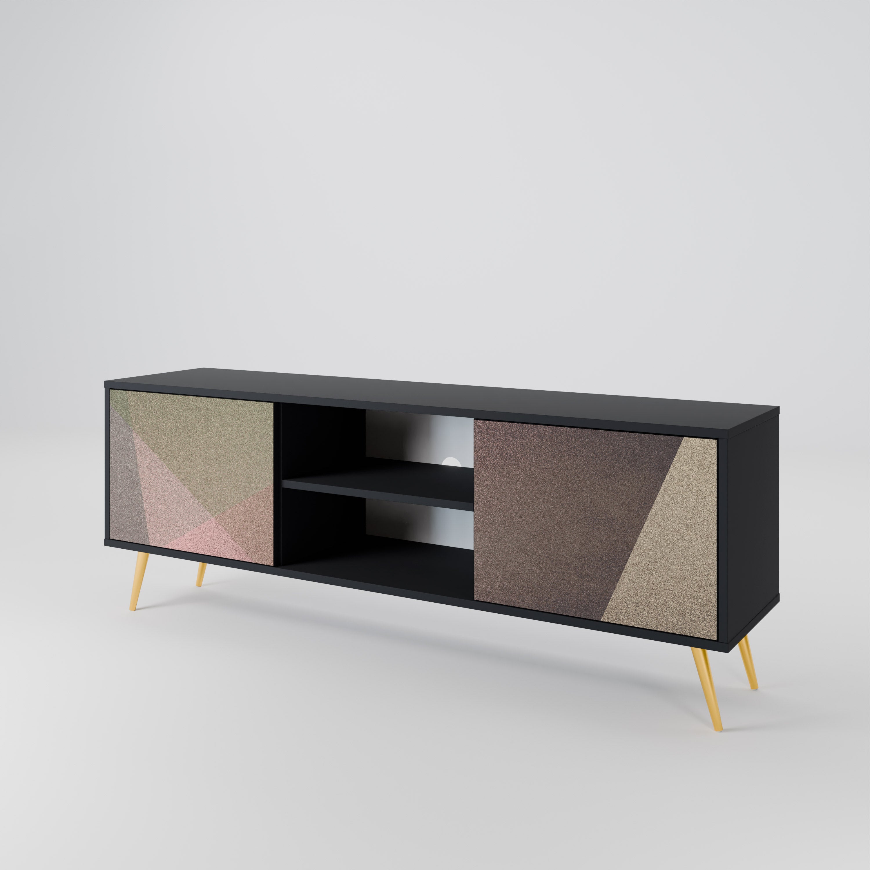 BEIGE GEOMETRY Έπιπλο τηλεόρασης 2-θυρών