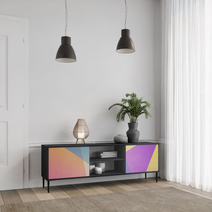 Meuble TV 2 portes BRIGHT GEOMETRY en finition noire