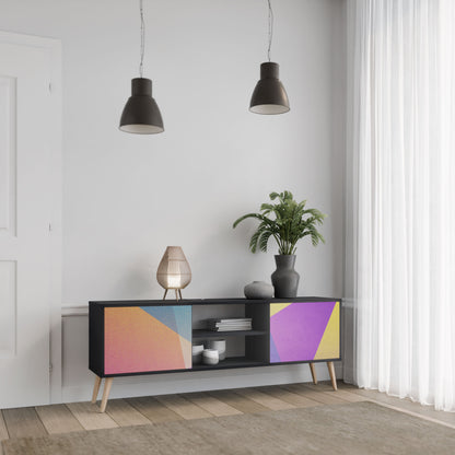 Meuble TV 2 portes BRIGHT GEOMETRY en finition noire